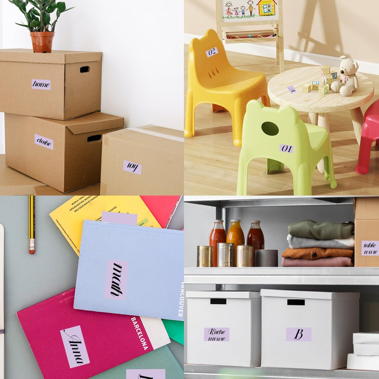 STARLIBOO Colored Labels Stickers 3 x 2 Inch, Rectangle Moving Labels Stickers, 250Pcs Garage Sale Price Stickers, Adhesive Moving Labels for Boxes(Lavender Purple)