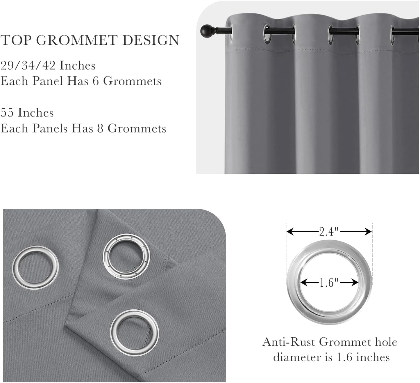 PONY DANCE Sliver Grey Blackout Curtains for Bedroom 84 Inch Length 2 Panels Set, Privacy Thermal Insulated Room Darkening Grommet Drapes for Living Room Window, W34 x L84 Inch
