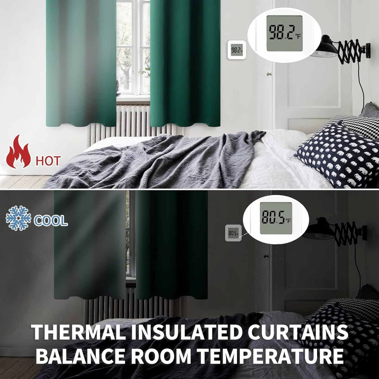 BGment Short Blackout Curtains for Bedroom Window 45 Inch Length - Emerald Green Thermal Insulated Drapes Room Darkening with Rod Pocket for Cafe Bathroom Ktichen, 42 x 45 Inch, 2 Panels