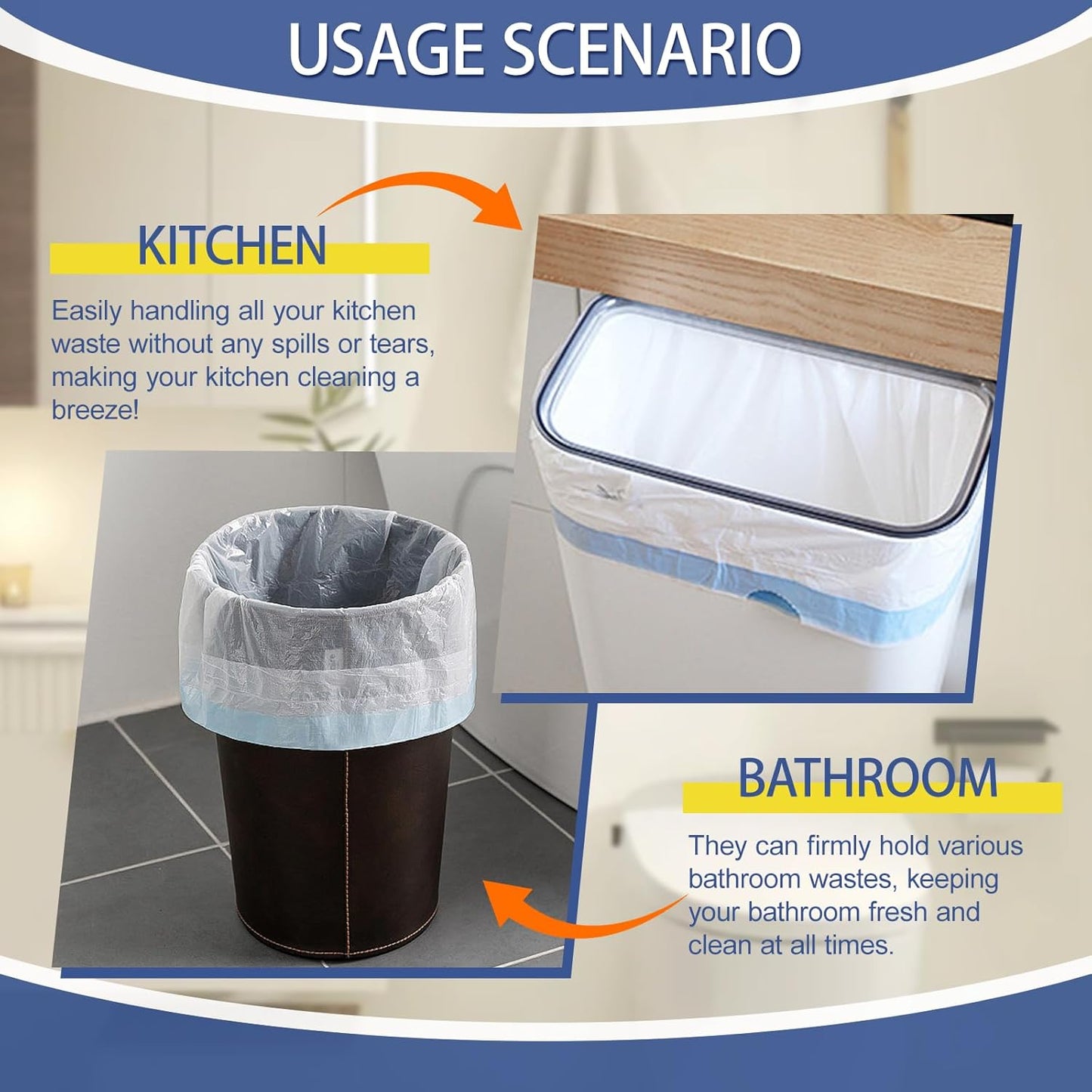 150 Count 2 Gallon Trash Bags Drawstring - 0.96 Mil Small Garbage Bags Unscented,Heavy Duty Trash Can Liners,7.5 Liter Wastebasket Bags for Home Bathroom Office Bulk