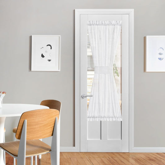 NICETOWN White Sheer Curtains for French Front Door, Short Curtains for Small Window, Sidelight Thermal Insulated Door Side Window Covering, W26 x L64, 1 Panel