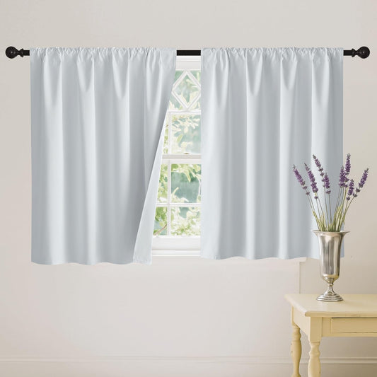 RYB HOME White Short Blackout for Small Window 45 inches Length, Thermal Insulated 100% Blackout Noise Reducing Window Shades for Bedroom Office, 42 inches Wide by 45 inches Long