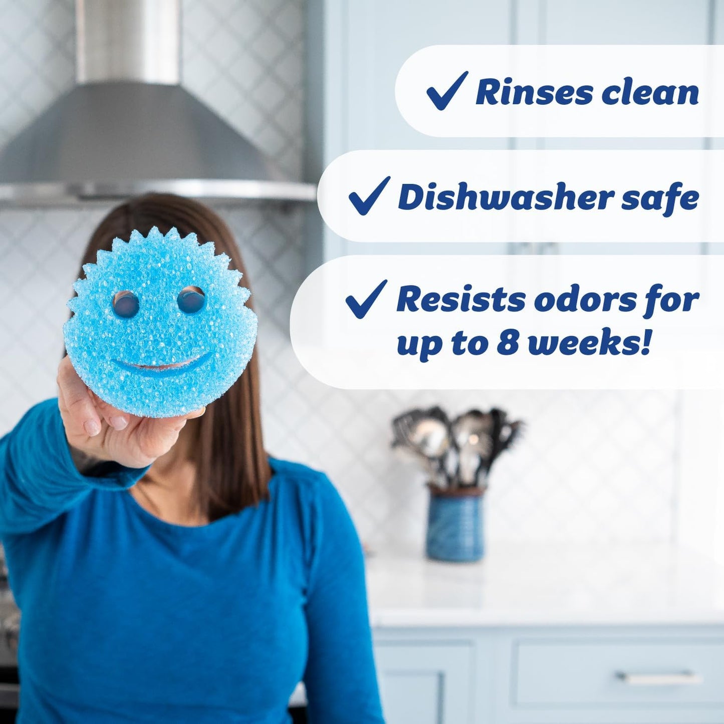 Scrub Daddy Scratch-Free Multipurpose Kitchen Sponges - Bulk Dish Sponges for Kitchen, Bathroom, Household Cleaning & More - Made with BPA-Free Polymer Foam (5 Count)