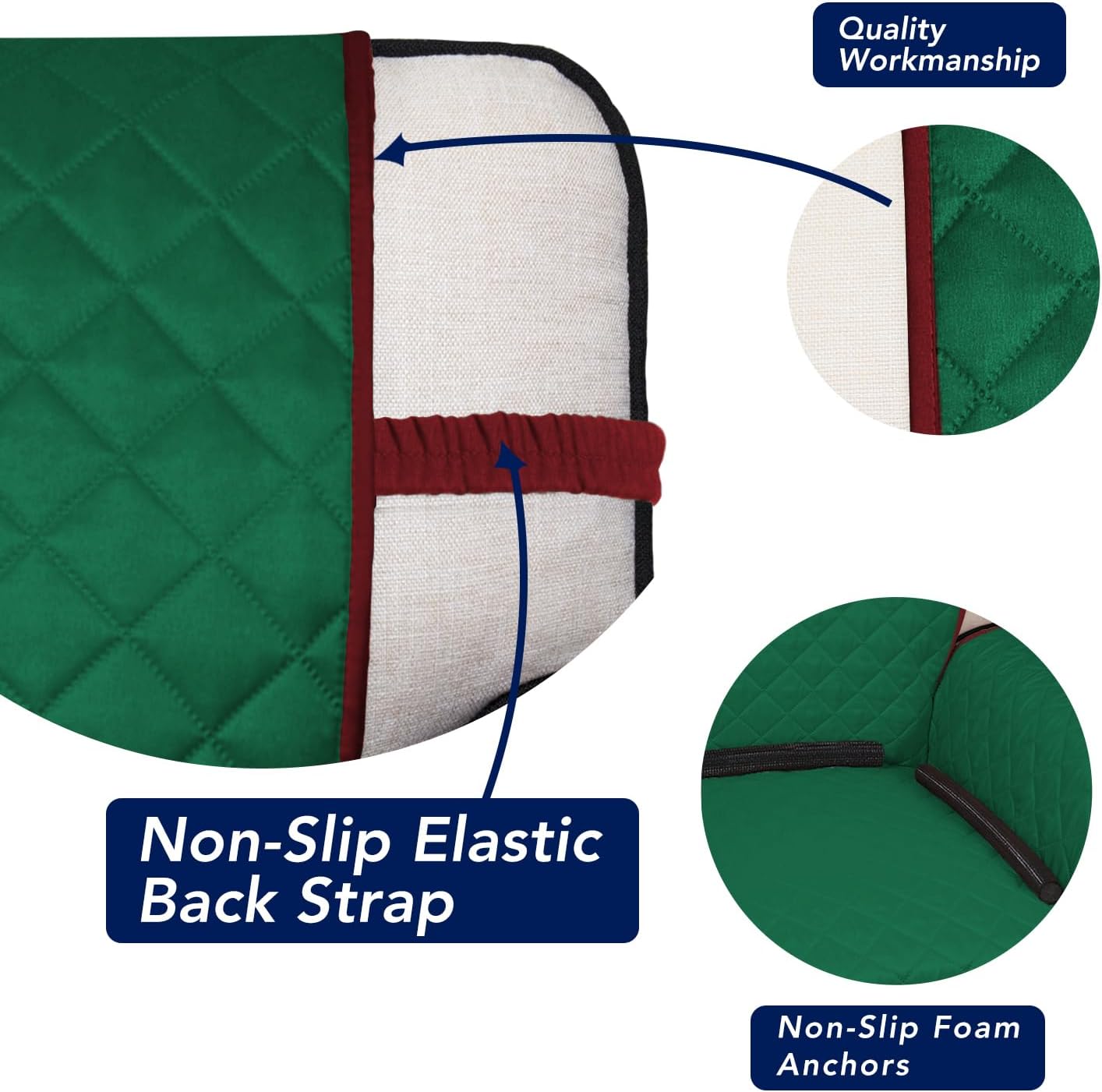 PureFit Reversible Quilted Sofa Cover, Water Resistant Slipcover Furniture Protector, Washable Couch Cover with Non Slip and Elastic Straps for Kids, Dogs, Pets (Chair, Green/Red)