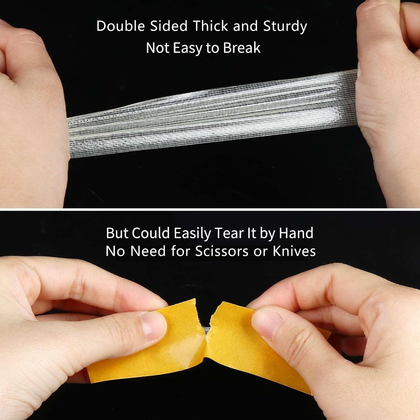 4Pack Double Sided Tape Heavy Duty, 2in x 66FT (264FT Total), Super Sticky Resistente Clear Tape, Universal High Tack Strong Wall Adhesive with Fiberglass Mesh,Easy Use Mounting Tape
