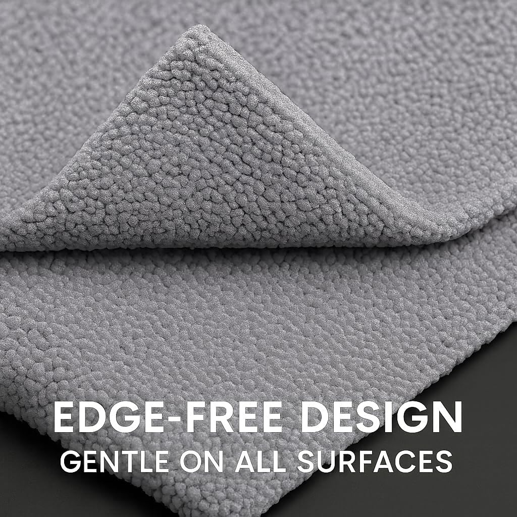 Paks - Edgeless Microfiber Towels 4-Pack - Car Detailing Wash Cloths for Cleaning - 16x16 Car Drying Towel - Lint Free Auto Rags for Polishing & Buffing - Purple & Grey Cleaning Supplies