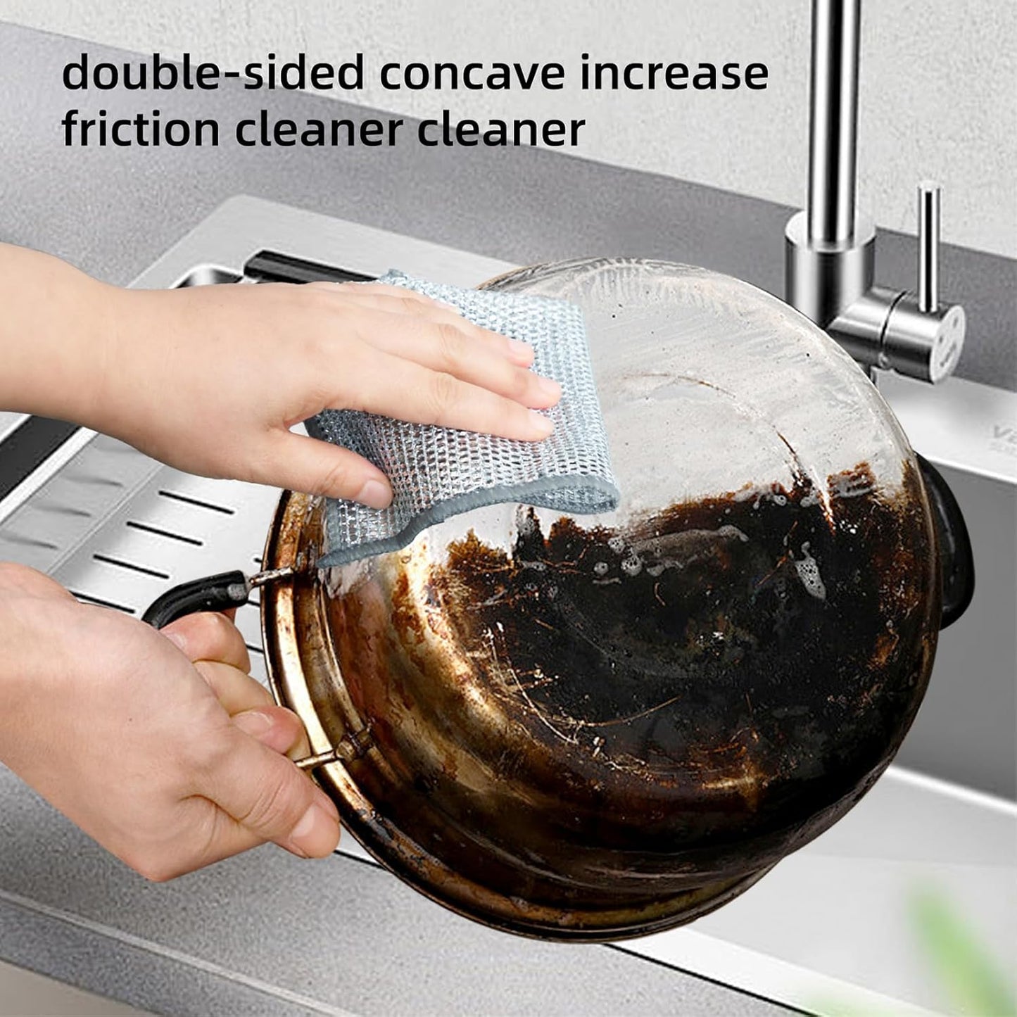 5Pcs Non Scratch Wire Dishcloth, Multipurpose Wire Dishwashing Rags, Steel Metal Wire Cloth Mesh Miracle Cleaning Cloths for Kitchen, Dishes