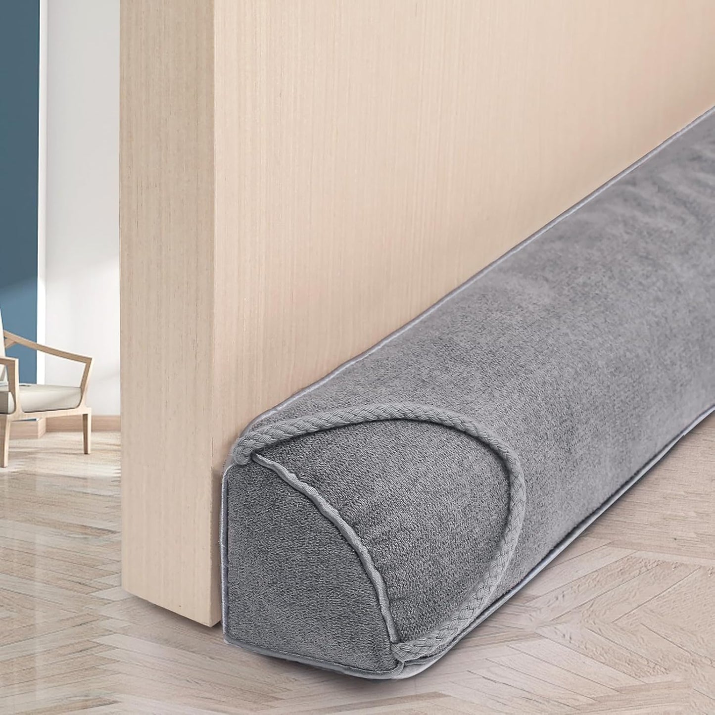 Triangular Under Door Draft Stopper 38 inch Heavy Duty Door Draft Blocker Bottom Door Seal Noise Air Door Guard for Doors and Windows, Gray