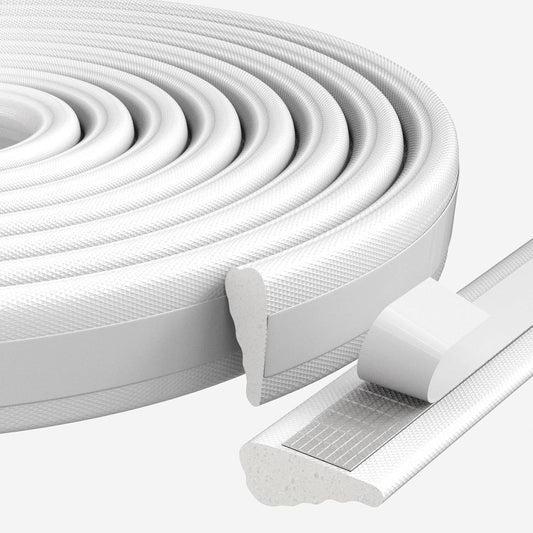 16.4 Ft Weather Stripping Seal Strip for Doors/Windows,Soundproofing Window Insulation Draft Stopper for Winter, Selfadhesive Foam Weather Strip for Door Frame,Door Gap Filler Noise Blocker(White)
