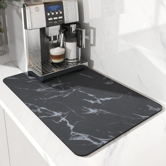 AMOAMI-Coffee Mat Hide Stain Rubber Backed Absorbent Dish Drying Mat for Kitchen Counter-Coffee Bar Accessories Fit Under Maker Machine Pot Espresso Machine Dish Rack