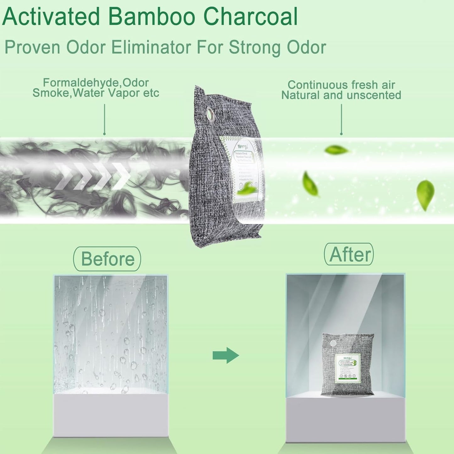 Activated Charcoal Odor Absorber (Large, 12 Pack, 100g each), Natural Charcoal Bags Odor Absorber Bamboo Charcoal Air Purifying Bag for Home, Fridge, Cabinet