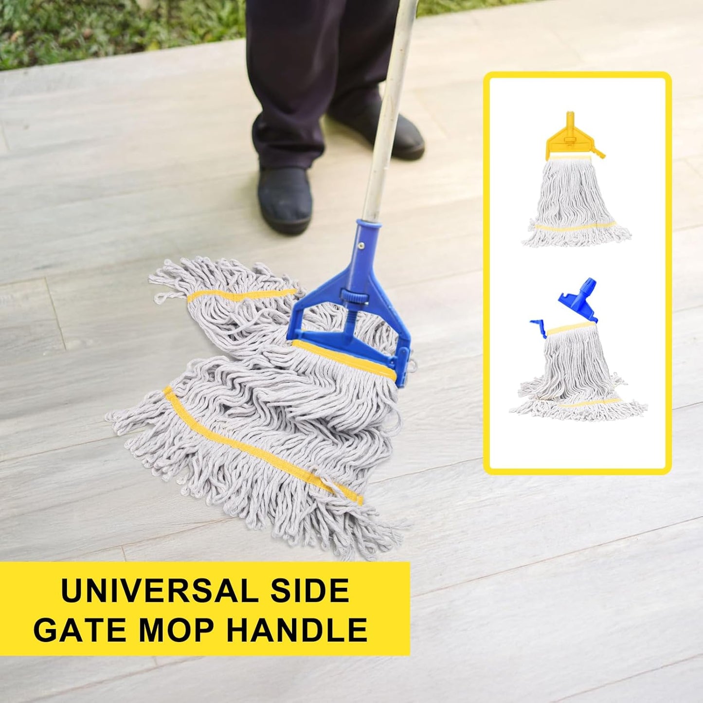 KeFanta 3 Pack Heavy Duty Commercial Mop Head Replacement,Wet Industrial Cotton Looped End String Mops Refill for Floor Cleaning,Yellow