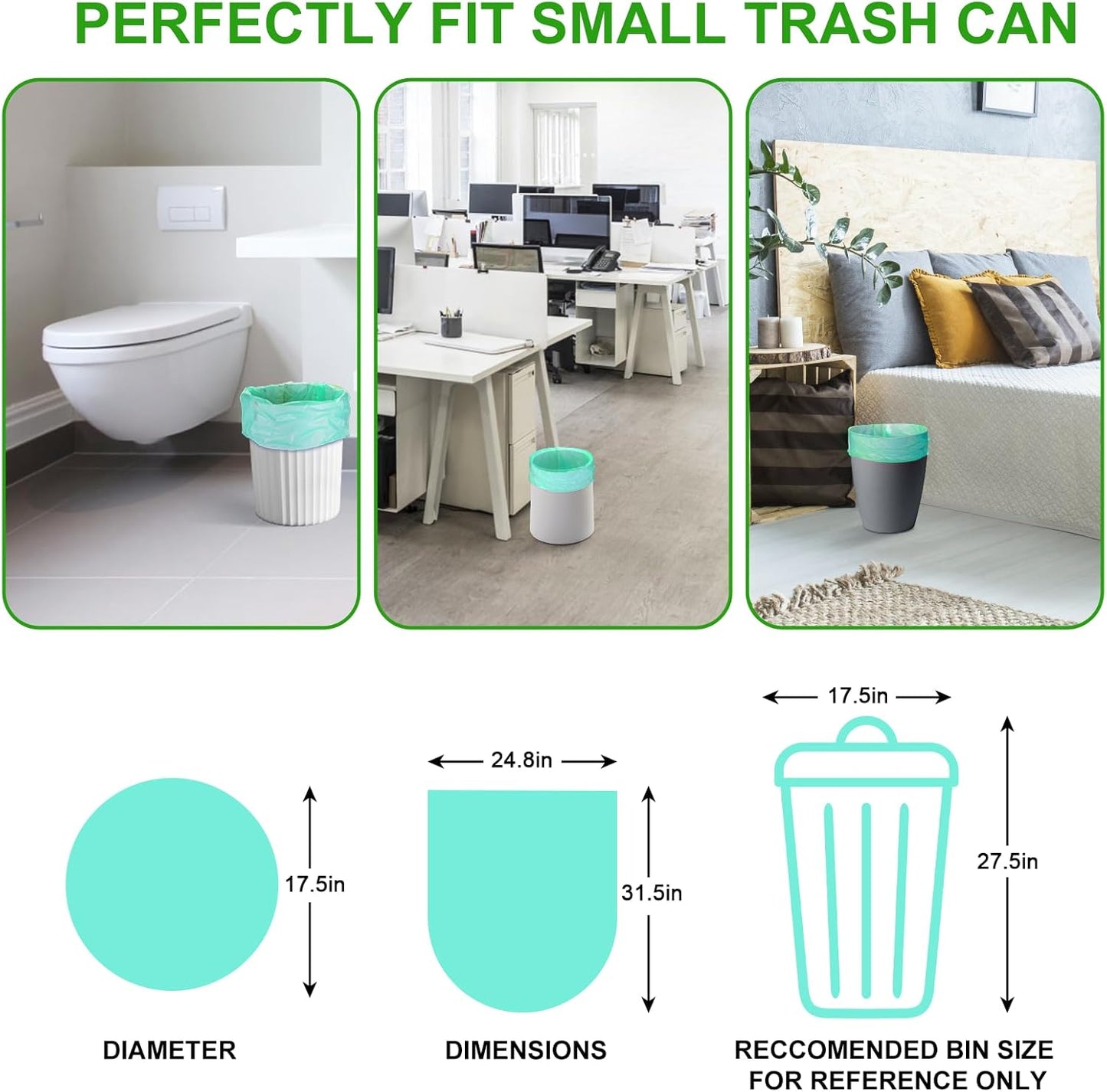 Biodegradable Trash Bags 13 Gallon Tall Kitchen - Inwaysin 75 Counts Large Unscented Compostable Recycling Garbage Bag Blue Bulk Strong Thick Wastebasket Liners for Bathroom Toilets
