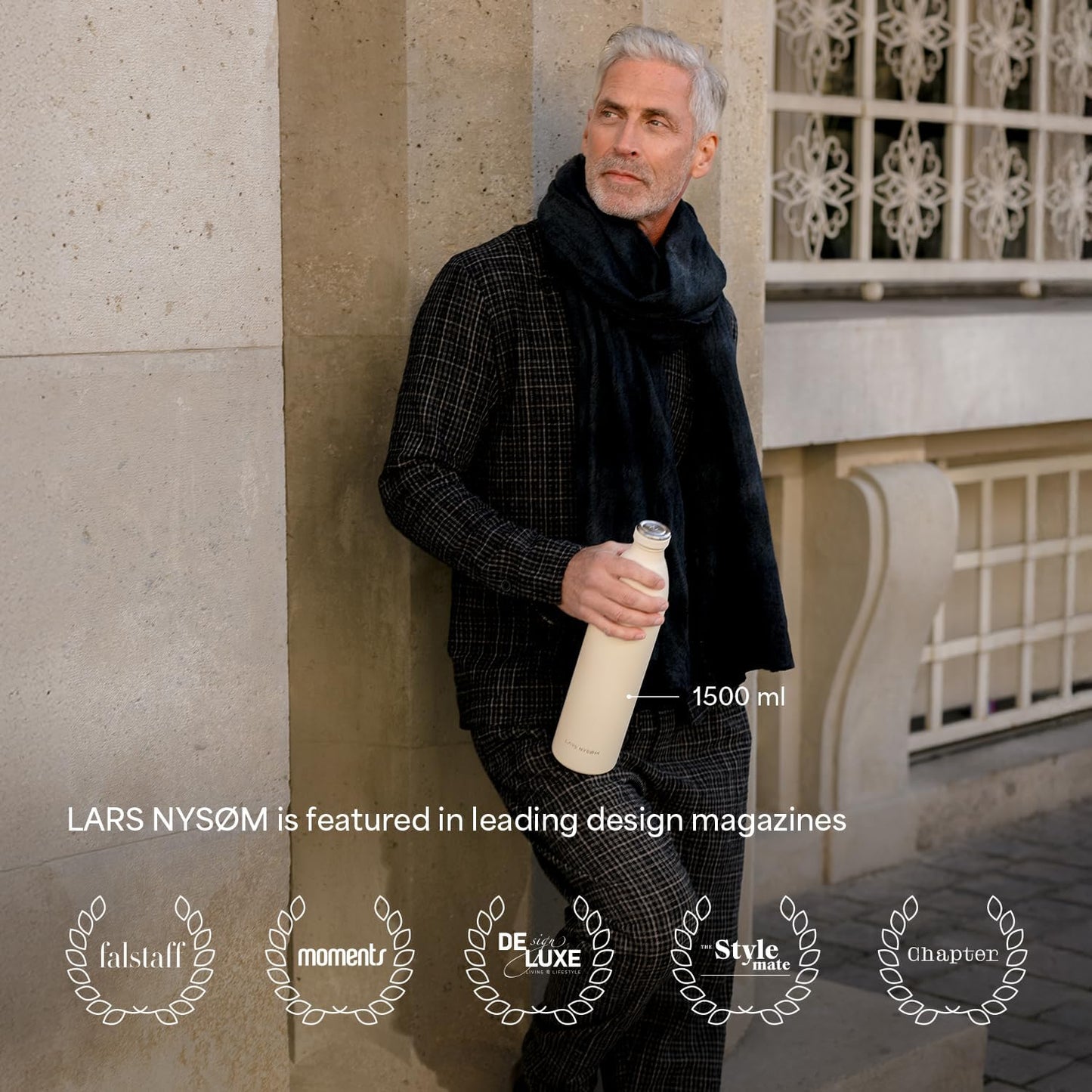 LARS NYSØM Stainless Steel Insulated Water Bottle 12oz 17oz 25oz 34oz 51oz | Insulated Thermo Flask for Hot and Cold Beverages | Leakproof Drinking Bottle (Midnight Blue, 25.4 oz)