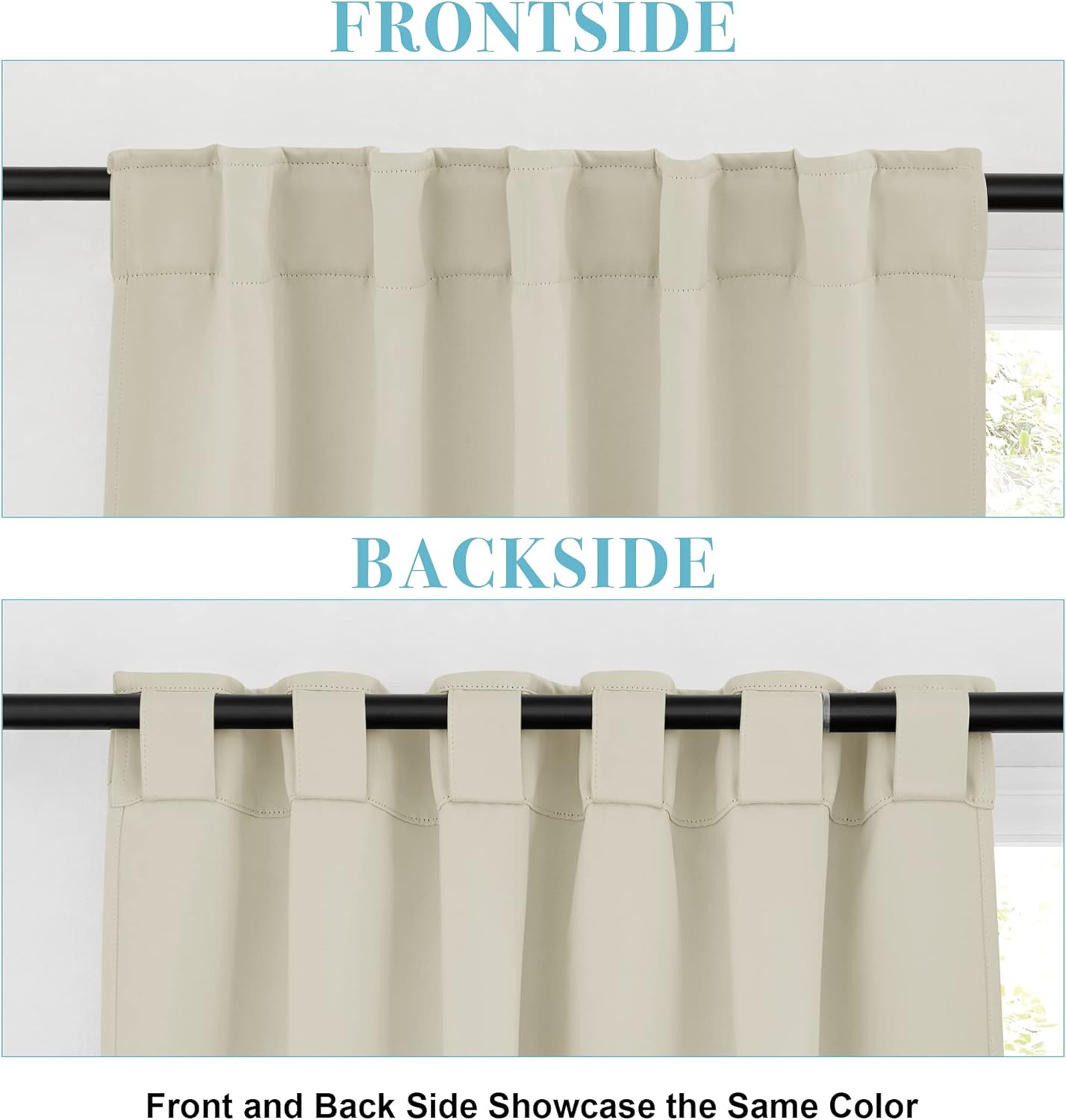 RYB HOME Blackout Curtains & Drapes - Light Block Thermal Insulated Privacy Window Covering for Bedroom Living Room Office, W 42 x L 54 inch, Beige, 2 Panels