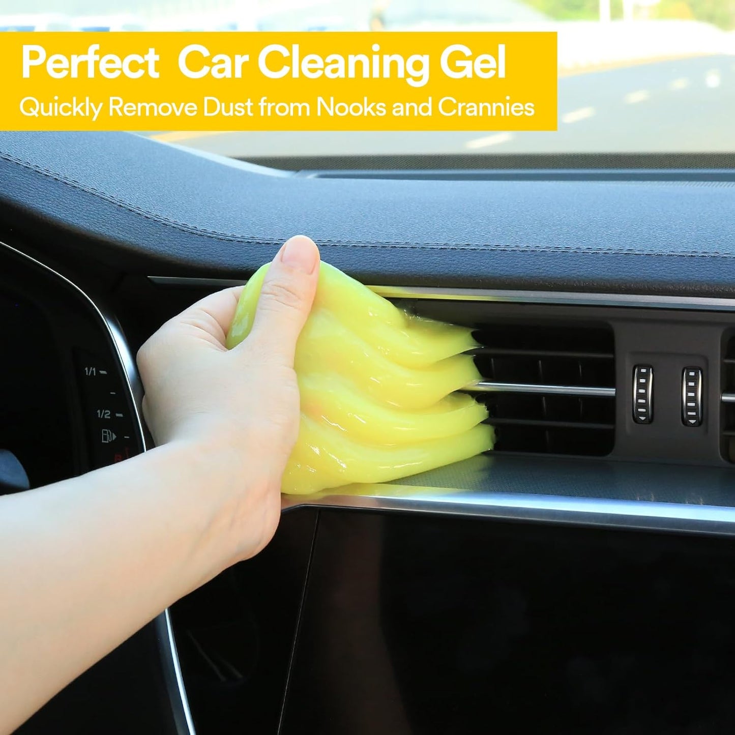 PULIDIKI Car Cleaning Gel for Car Cleaning Putty Car Slime for Cleaning Car Detailing Putty Detail Tools Car Interior Cleaner Car Cleaning Kits Car Accessories Blue Yellow (2Pack)