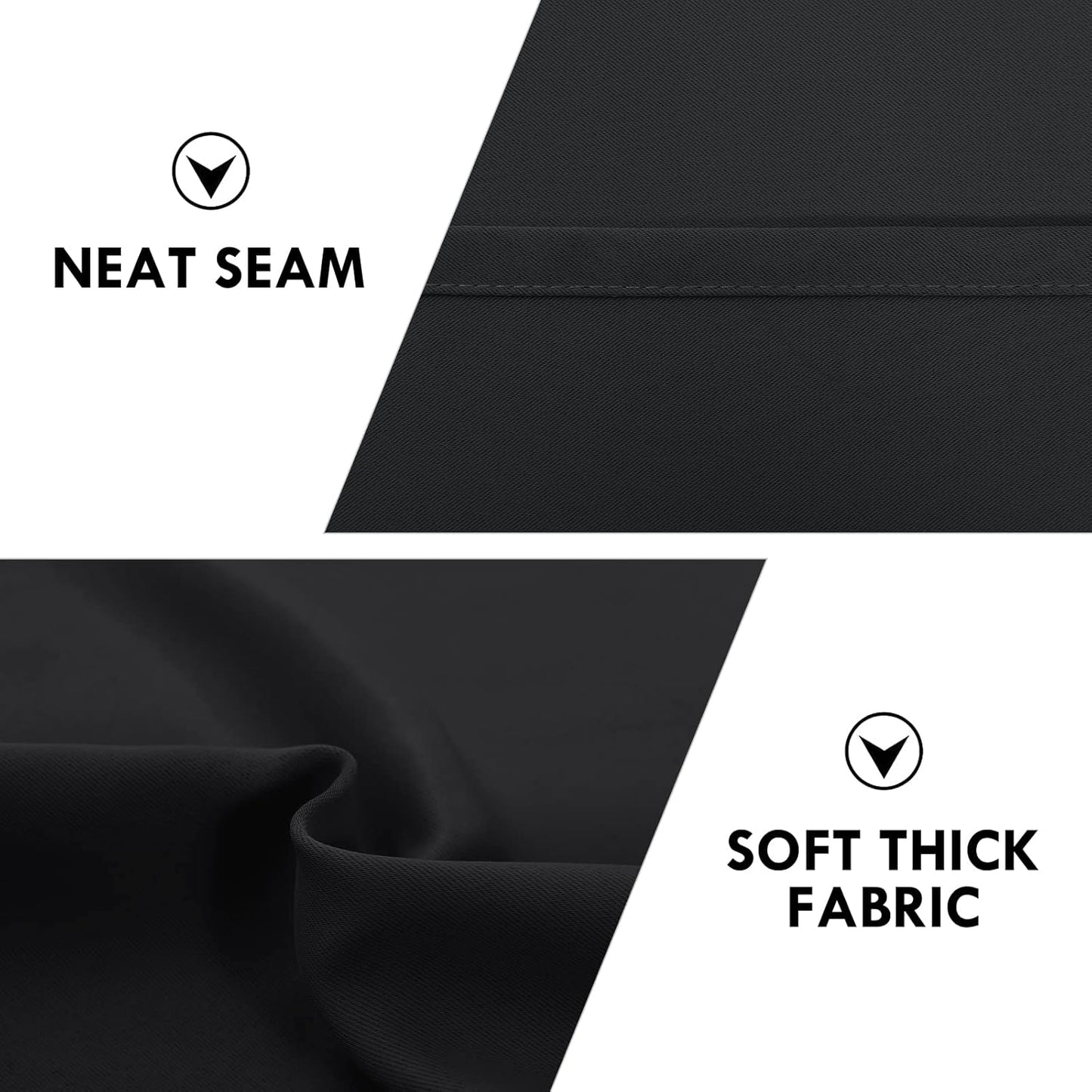 DWCN Blackout Curtains Room Darkening Thermal Insulated Bedroom Curtains Window Treatments, 42 x 45 inches Long, Set of 2 Black Rod Pocket Drapes