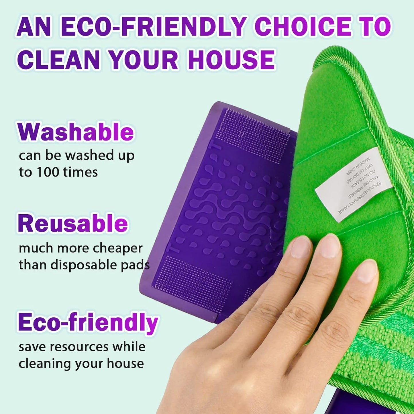 Orighty Reusable Mop Pads Compatible with Swiffer WetJet - Microfiber Pad Refill Machine Washable for Household Cleaning - Cleaning Floor Mop Head Pads Work Wet and Dry - Pack of 8