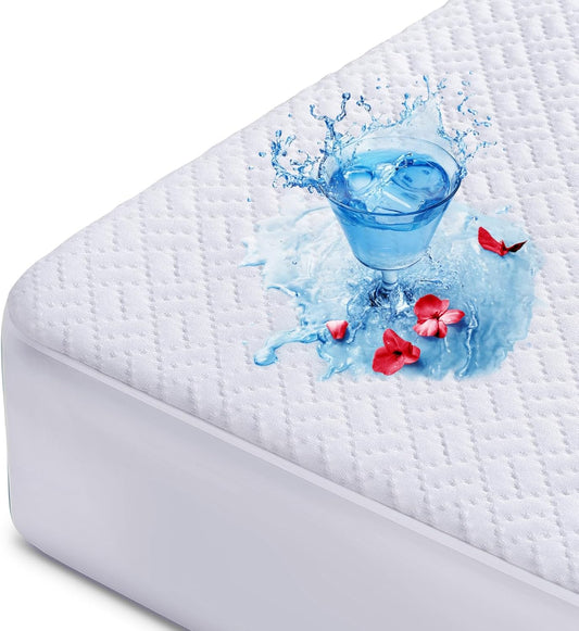 Hanherry 100% Waterproof Mattress Protector California King Size, Mattress Pad Cover 3D Air Fabric Cooling Smooth Soft Breathable Noiseless, 8''-21'' Deep Pocket