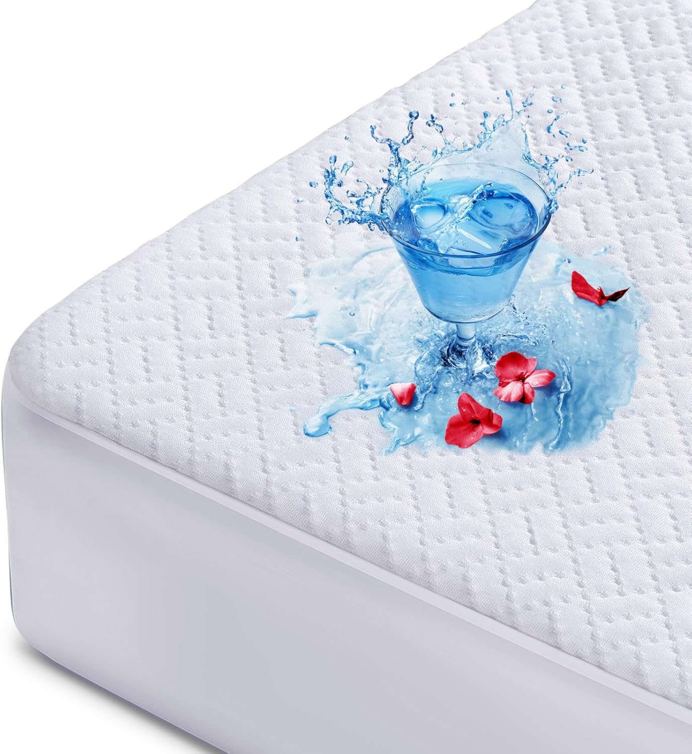 Hanherry 100% Waterproof Mattress Protector Twin XL Size, Mattress Cover 3D Air Fabric Cooling Mattress Pad Cover Smooth Soft Breathable Noiseless, 8''-21'' Deep Pocket