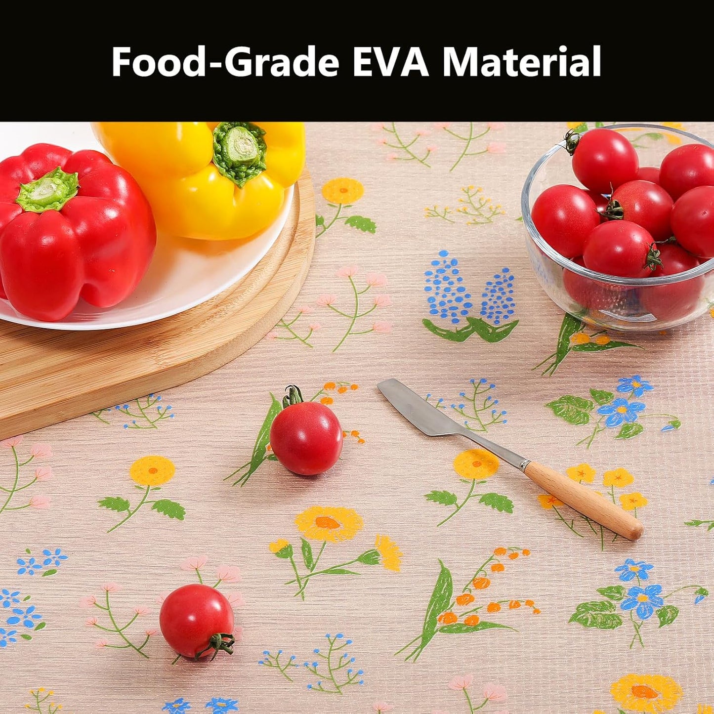 INNOLITES Non-Slip Shelf Liner – Cabinet & Drawer Liner Non-Adhesive – Waterproof Oil-Proof – Durable EVA with Floral for Kitchen Cabinets Refrigerator – BPA-Free, Easy to Cut 17.7" x 360"