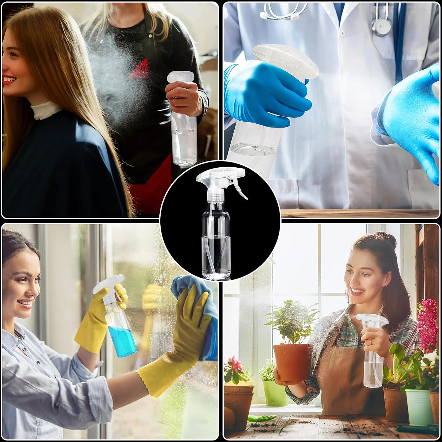 Cosywell Plastic Spray Bottles 8.8oz/260ml 3 Pack Empty Spray Bottle for Cleaning Mist/Stream Heavy Duty Water Spraying Bottle for Cooking Hair Care Essential Oils(Clear)