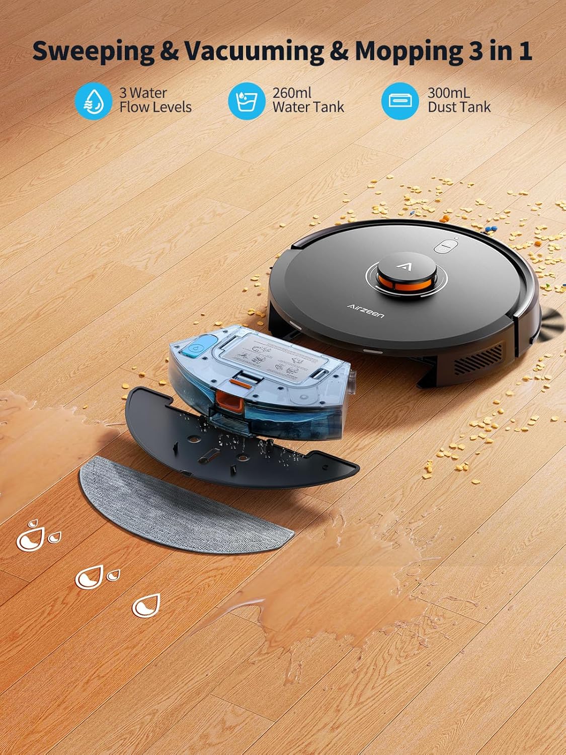 Robot Vacuum and Mop, Self-Emptying Robot Vacuum Cleaner with 5000Pa Suction, Laser Navigator with Smart Mapping Robotic Vacuums, 150Mins Runtime,Schedule,App Alexa Control for Carpet/Pet Hair,Q10 pro