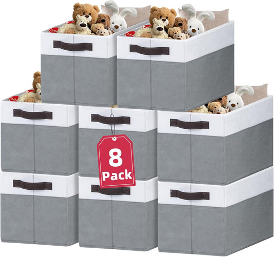 Criusia 8 Pack Closet Organizers and Storage Bins - Extra Large Storage Baskets for Organizing - Clothes Storage Bins for Shelves -Foldable Organizer Bins Totes for Toy Blanket, Dorm Room Essentials