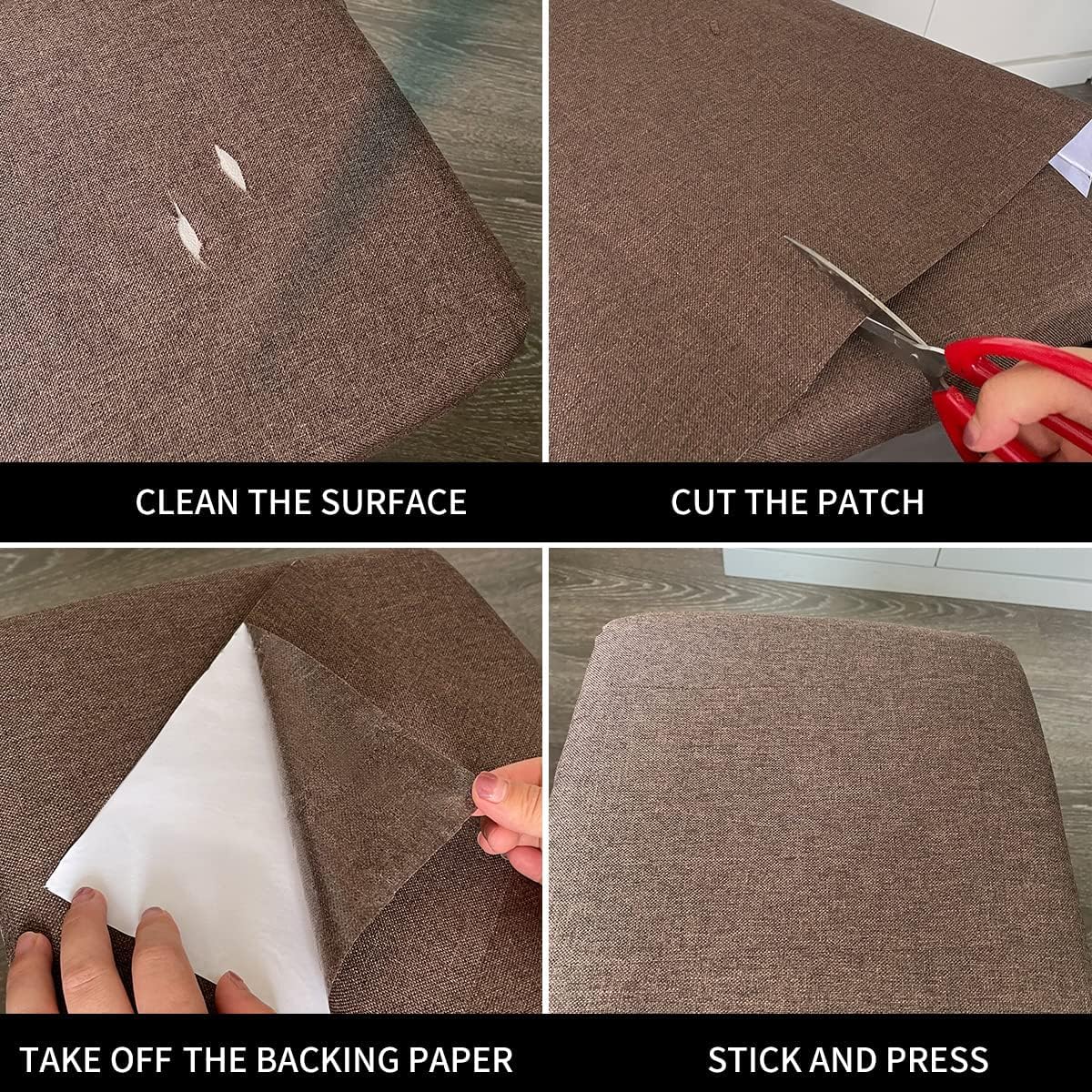 Fabric Repair Patches, 17X79 Inch Linen Repair Tape Self-Adhesive Fabric Patches Durable, DIY Large Linen Tape for Sofa, Couches, Furniture, Chair, Clothing （17X79 Inch, Beige）