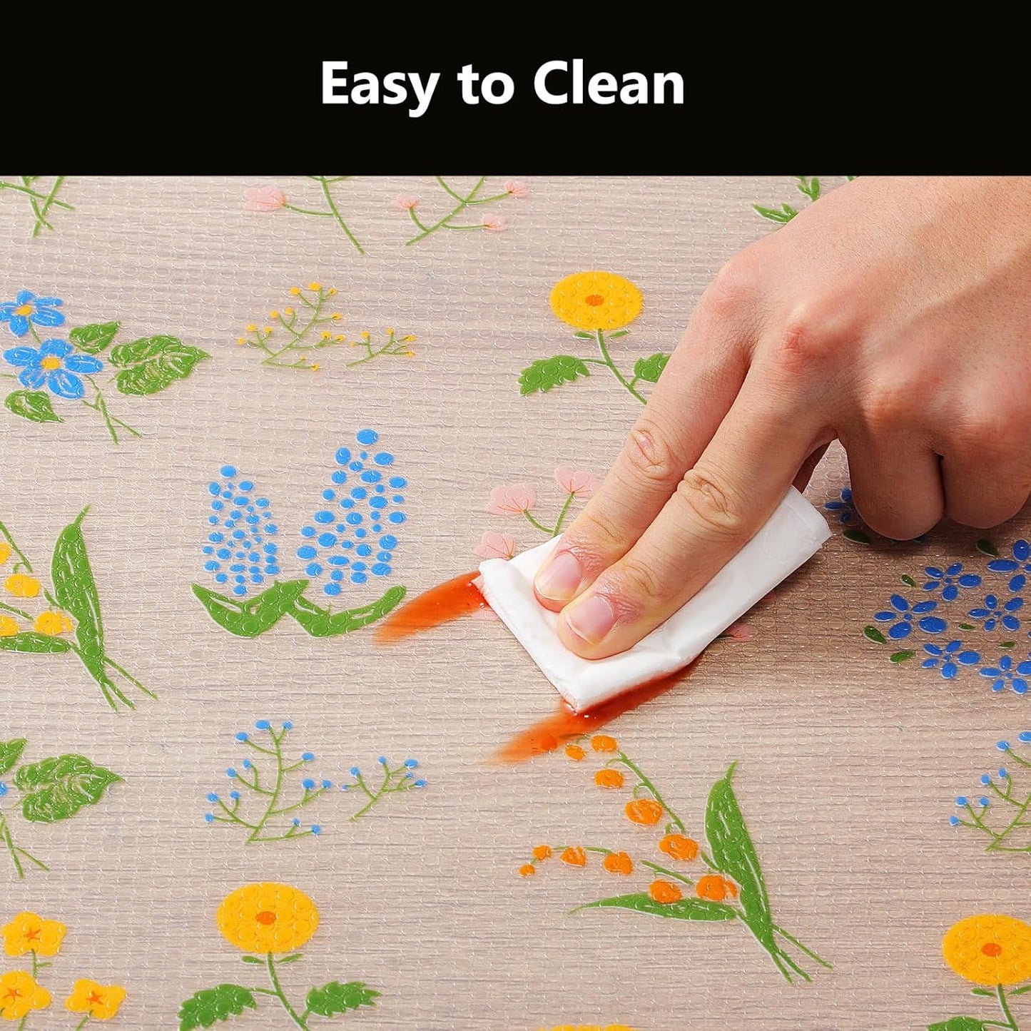 INNOLITES Non-Slip Shelf Liner – Cabinet & Drawer Liner Non-Adhesive – Waterproof Oil-Proof – Durable EVA with Floral for Kitchen Cabinets Refrigerator – BPA-Free, Easy to Cut