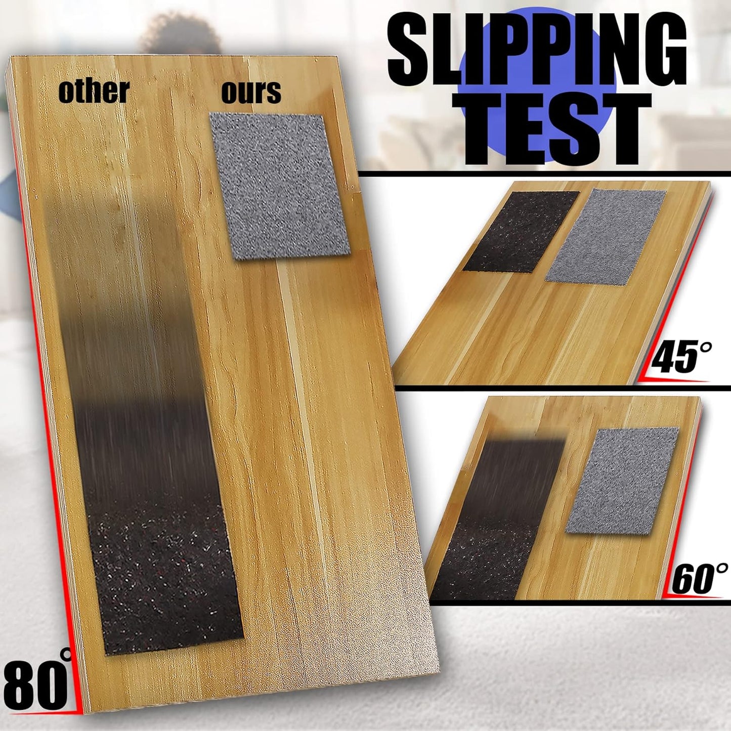 Non Slip Rug Pad Grippers - 2.5x13, 1/4" Thick, Felt + Rubber Double Layers Area Carpet Mat Tap, Provides Protection and Cushioning for Hardwood or Tile Floors