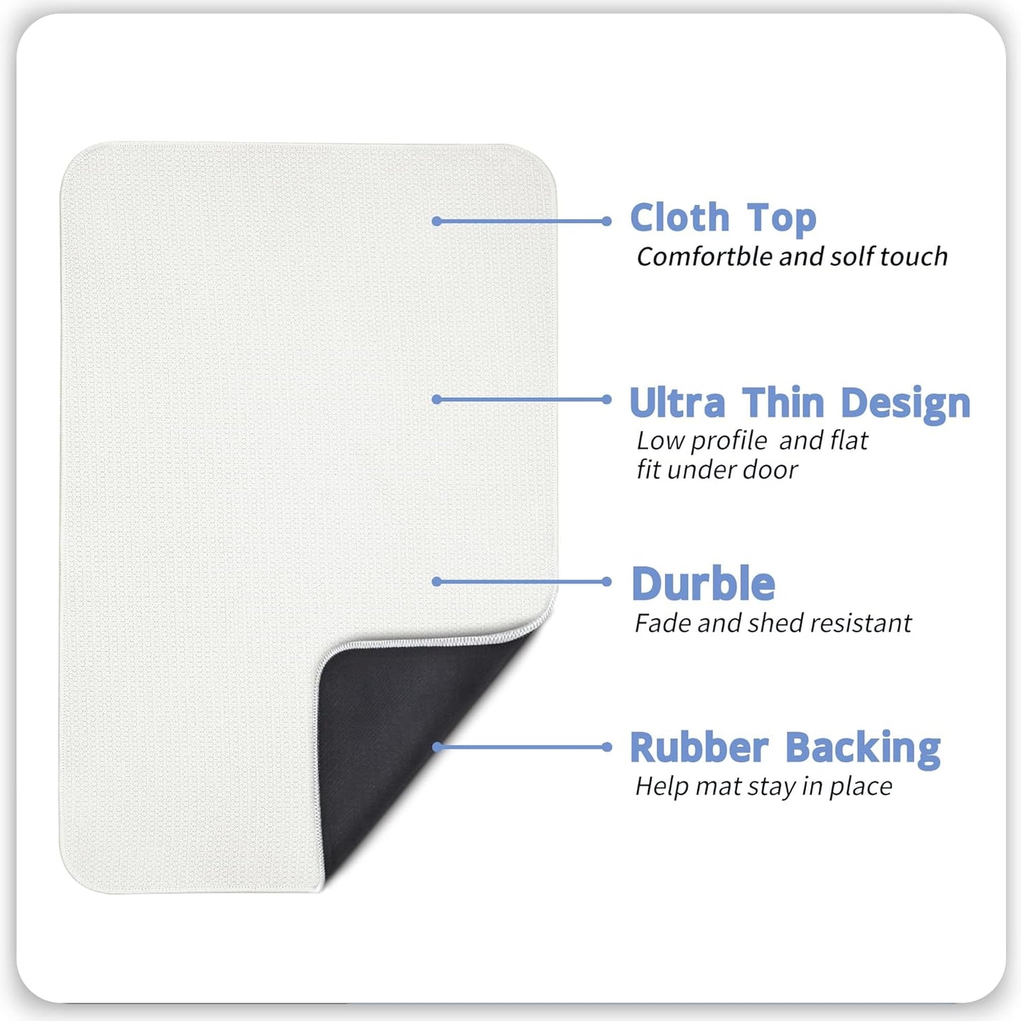 Bathroom Rugs Set 2 Pieces,Thin Bathroom Mats,Toilet Rugs,Quick Dry,Non-Slip,Machine Washable,Low Pile,Absorbent Bath Mats,Shower,Sink,Home Decor Accessories.White,1'5"x2'3"+1'8"x2" U Shape