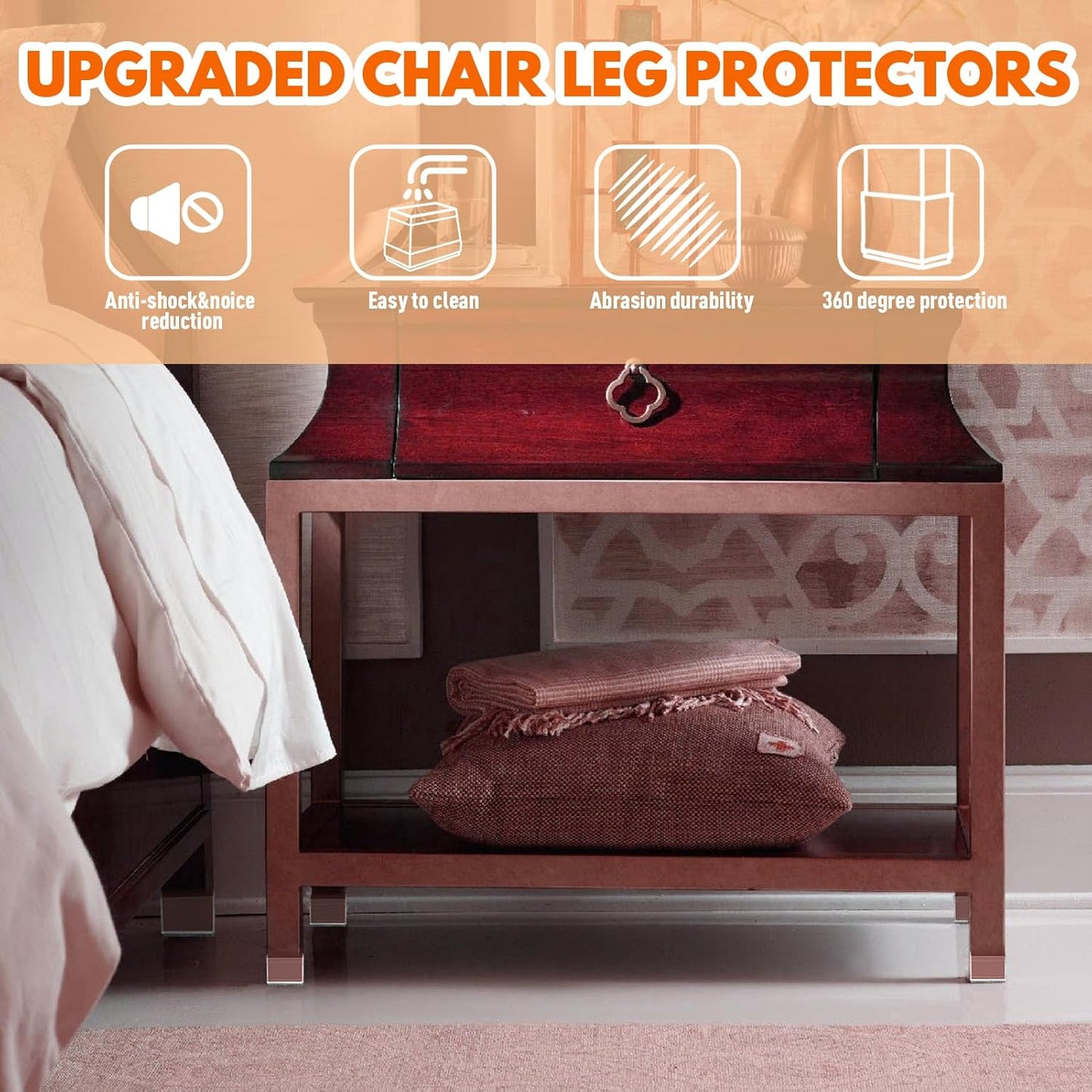 Rectangle Chair Leg Protectors for Hardwood Floors,16 PCS Silicone Covers to Protect Wood Tile Floors Felt Pads Furniture Leg Caps Reduce Noise. Easy to Move. (Clear,1.25 x 2 Inch, Rectangular)