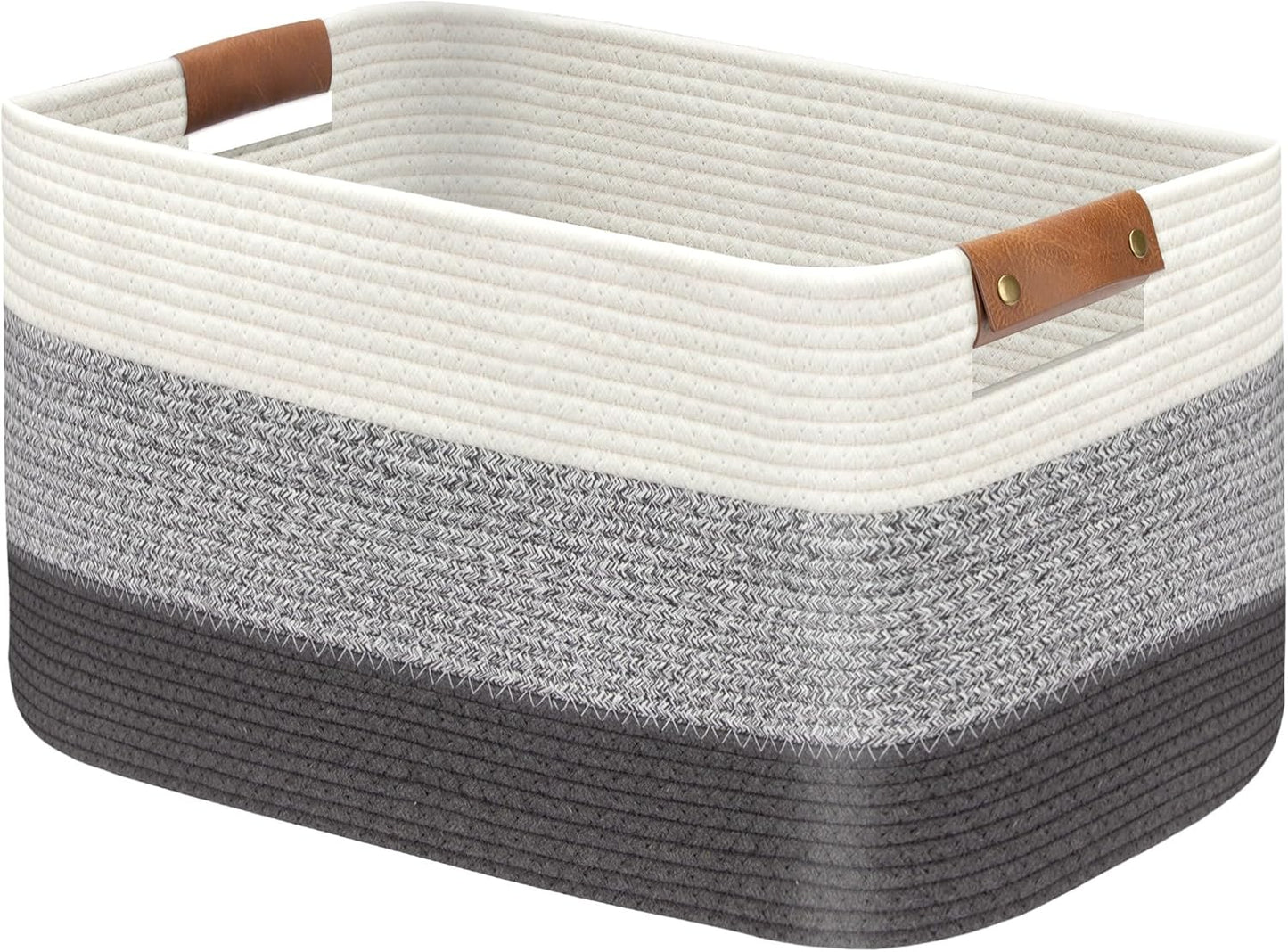 Large Collapsible Laundry Basket, Clothes Hamper for Blanket, Toy, Towels, Woven Baskets for Storage, Nursery Home Decor Living room 21.6" x 15" x 11.8", Gradient Grey