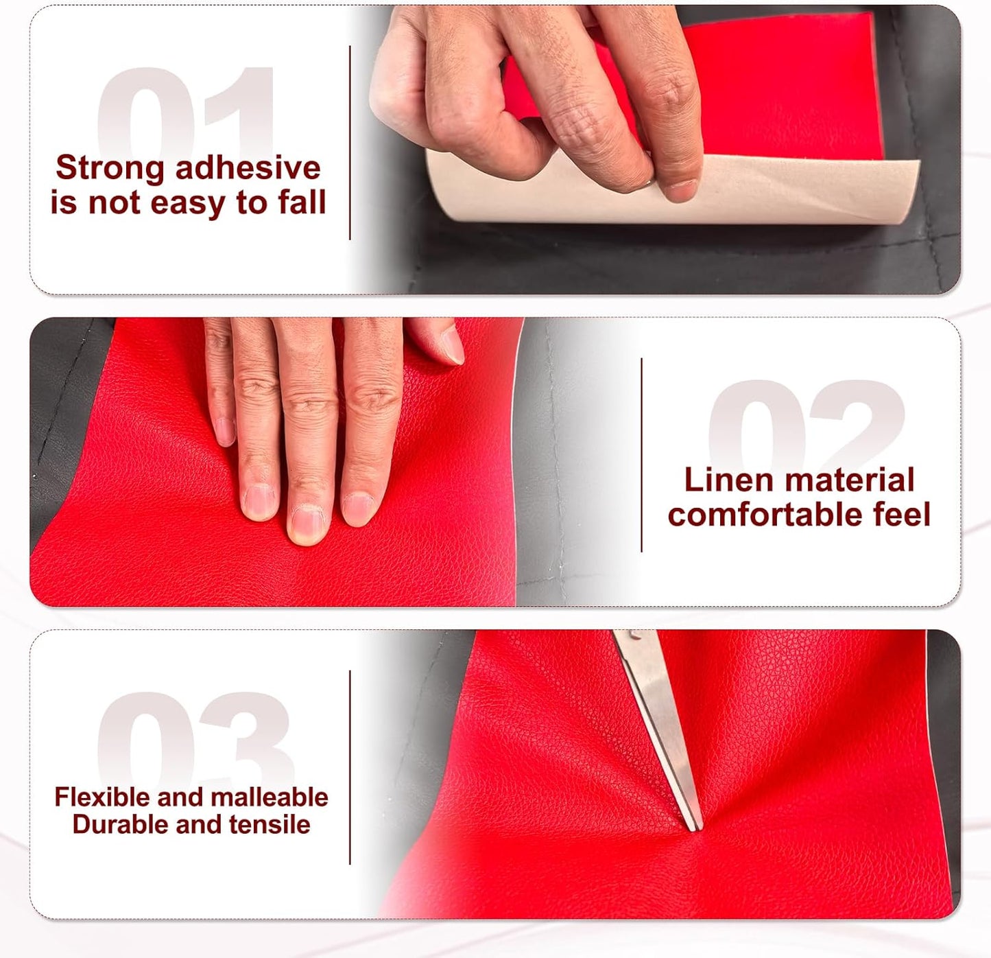PATIKIL Leather Patches Tape for Furniture, 6.3 x 61 Inch Self Adhesive Vinyl Leather Repair Kit Cover Sheet for Couch, Sofa, Car Seats, Office Chair, Orange