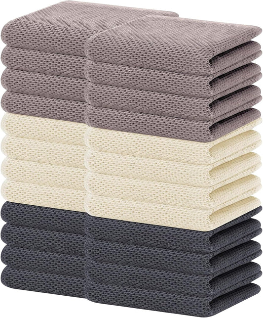 Homaxy 100% Cotton Waffle Weave Kitchen Dish Towels, Ultra Soft Absorbent Quick Drying Cleaning Towel, 13 x 28 Inches, 24-Pack, Mixed Color