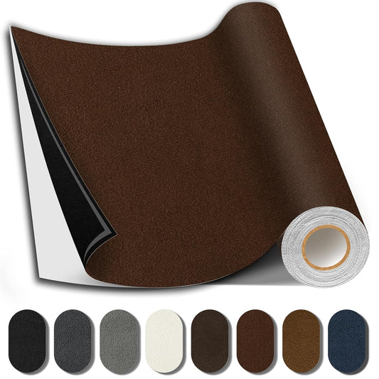 Suede Repair Patch, 17X158 Inch Fabric Large Repair Tape, Self-Adhesive Patches for Furniture, Sofa, Car Interior, Shoes, Hand Bag, Clothing (Dark Brown, 17X158 Inch)