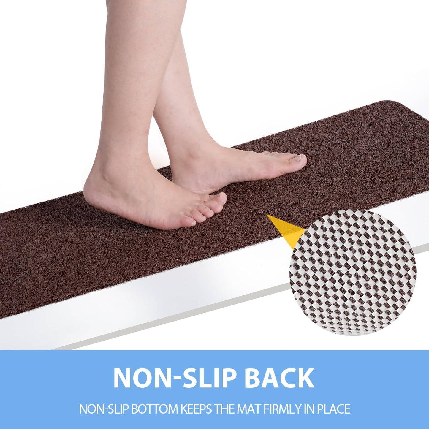 Non-Slip Bathtub Mat, 2 Pack Anti Slip Shower Mat, Fast Drying Bathtub Mats, Foot Scrubber Mat, Anti Slip Mat for Tub, Floor, Bathroom, Kitchen, Home, Hotel (Brown 24"×16"+24"×16")