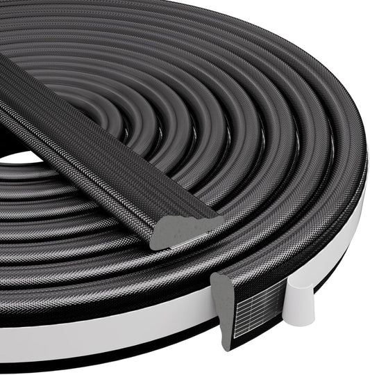 Wedge-Shape Window Weather Stripping Door Frame Seal Strip 118” White,Upgrade Black Foam,Soundproofing,Draft Stopper,Winter Insulation,Noise Blocker, Gap Filler for Exterior Front Door Side