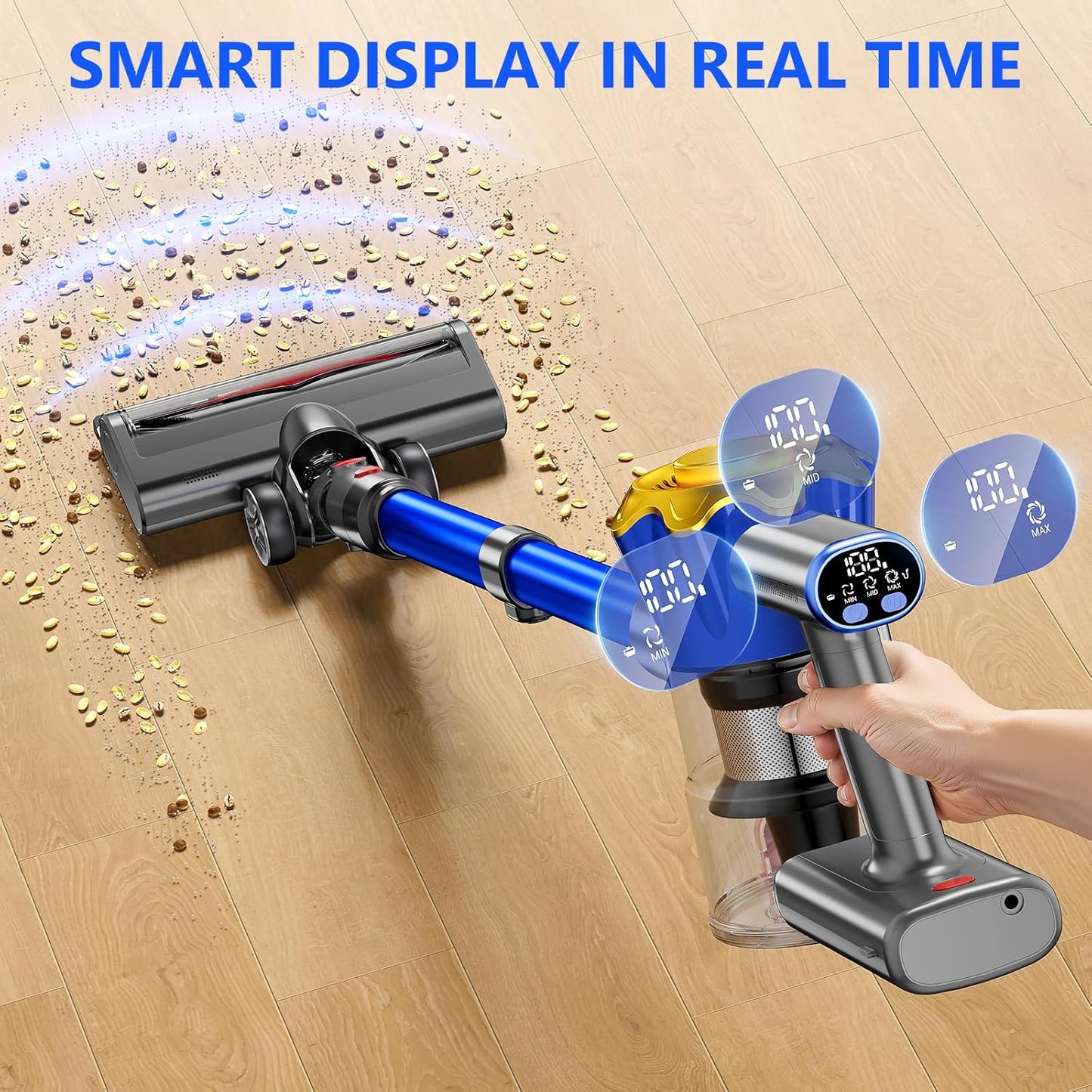Cordless Vacuum Cleaner, 450W 40Kpa Powerful Stick Vacuum, Up to 50Mins Rechargeable Battery, Vacuum Cleaners for Home Anti-Tangled Lightweight Handheld for Hardwood Floor, Carpets, Pet Hair