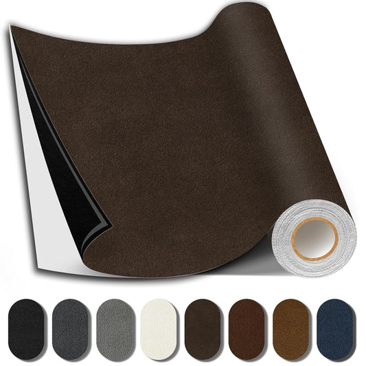 Suede Repair Patch, Large Fabric Repair Tape, Self-Adhesive Patches for Furniture, Couch, Sofa, Car Interior, Shoes, Hand Bag, Clothing (Coffee, 3.5X79 Inch)