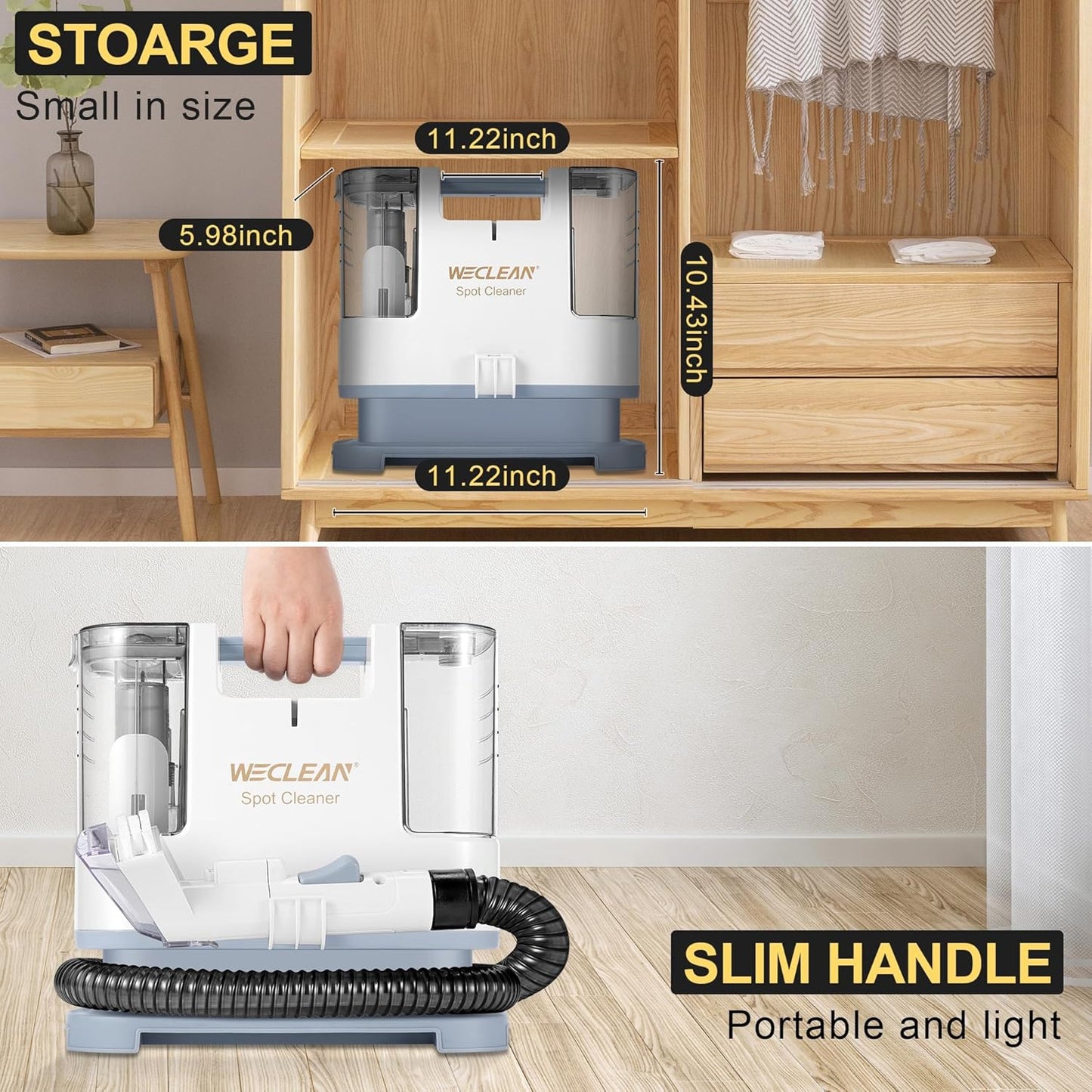 WECLEAN C1 Portable Extractor for Couch and Carpet Cleaner Upholstery Cleaner for Deep Cleaning