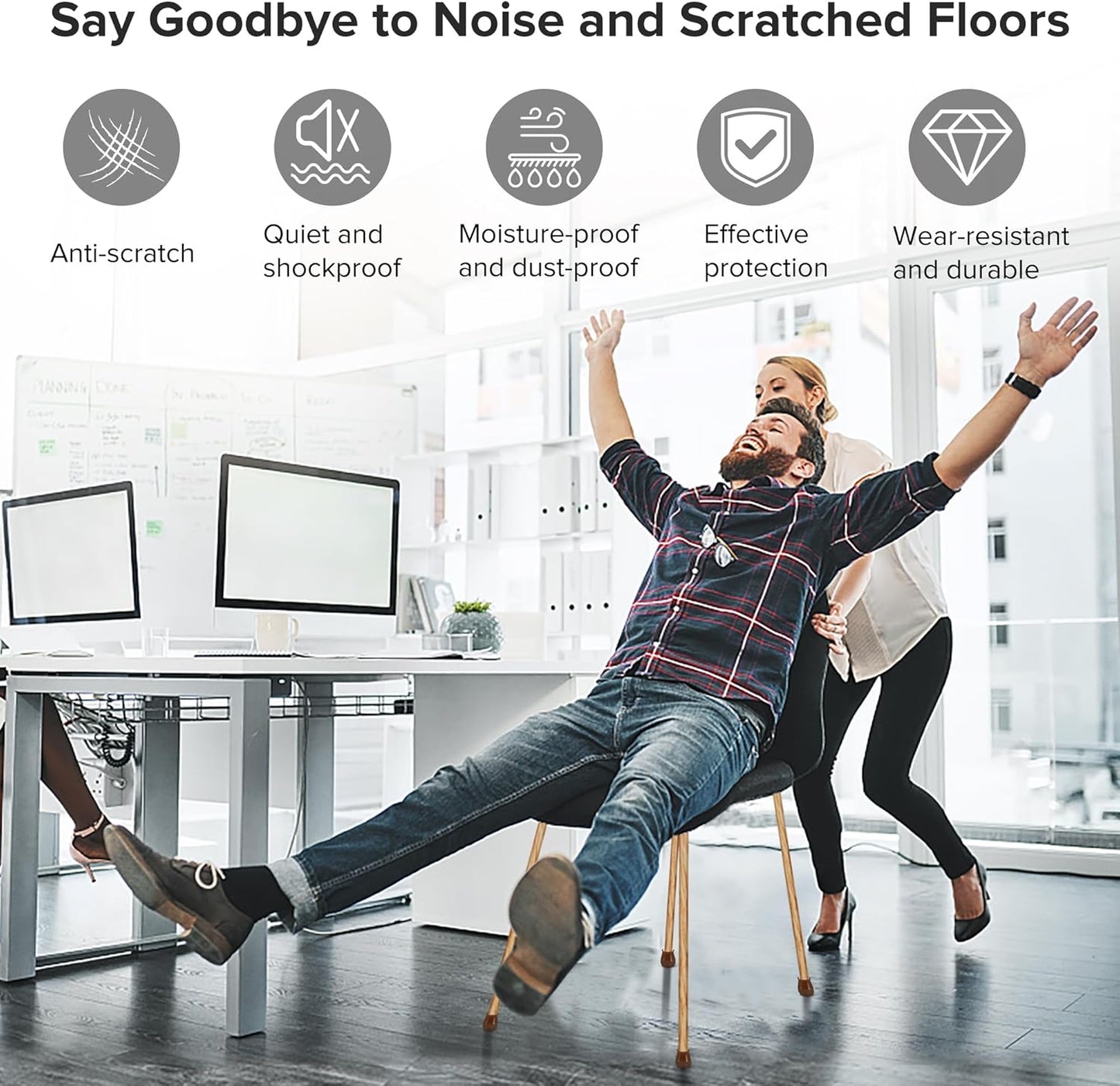 24PCS Upgraded Silicone Chair Leg Floor Protectors for Hardwood Floors, Furniture Sliders for Chair Legs, Felt Bottom Furniture Pads, Anti-Slip Round&Square Cap Covers to Scratch and Reduce Noise