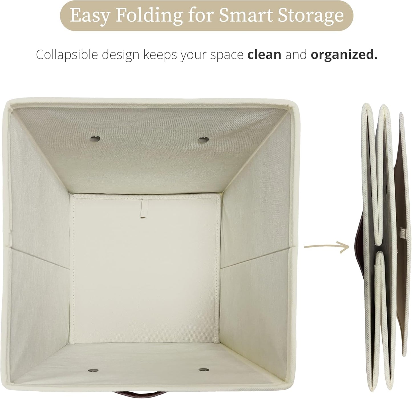 DECOMOMO Storage Cubes, 13x13x13 Storage Cube Bins with Labels, Fabric Organizer Bins (13" / 6pcs, Beige)