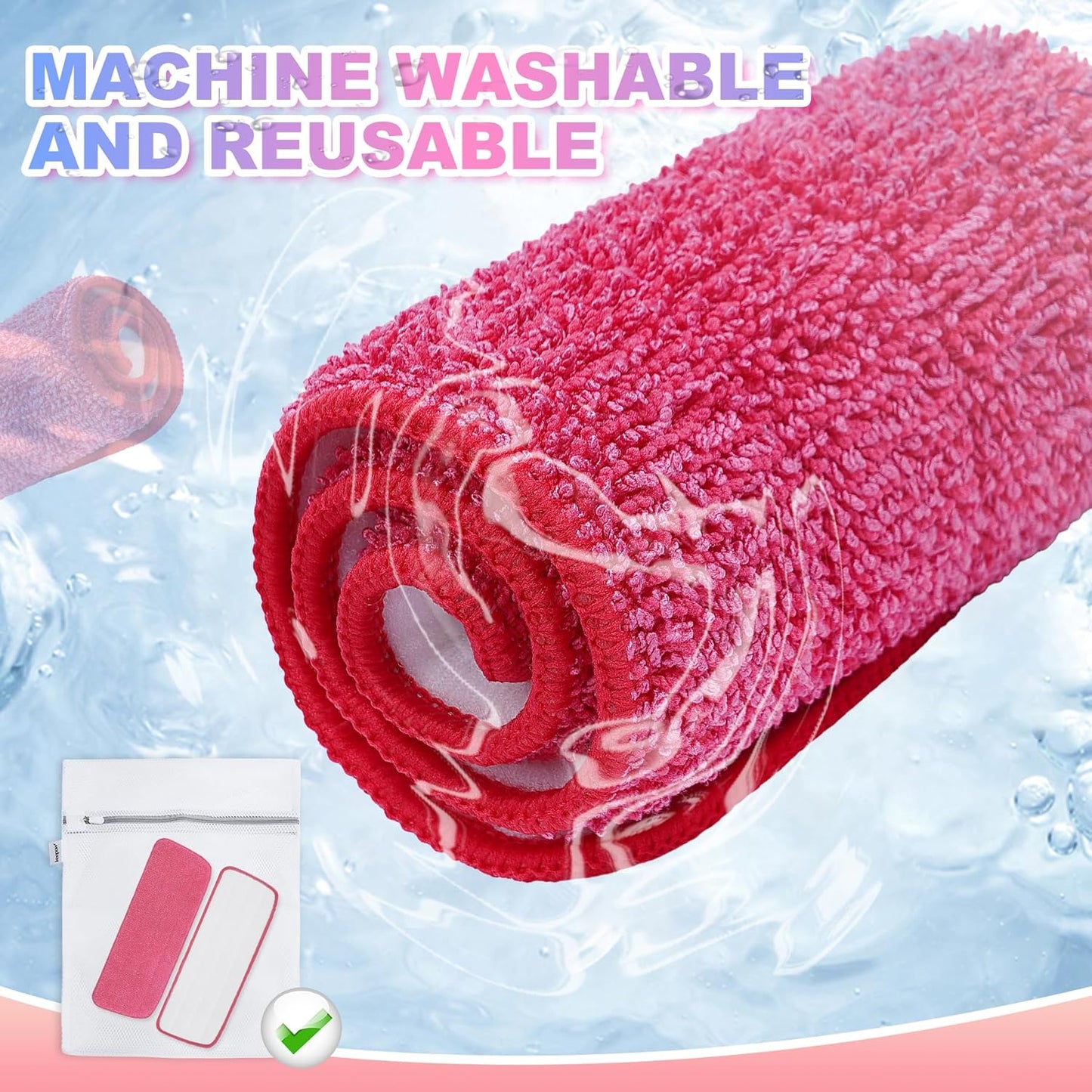 Replacement Microfiber Mop Pads Compatible with Rubbermaid Reveal Spray Mop, 16.5" Reusable Wet & Dry Floor Cleaning Pad Refills Fit for Any Microfiber Reveal Flat Mops(4 Pack)