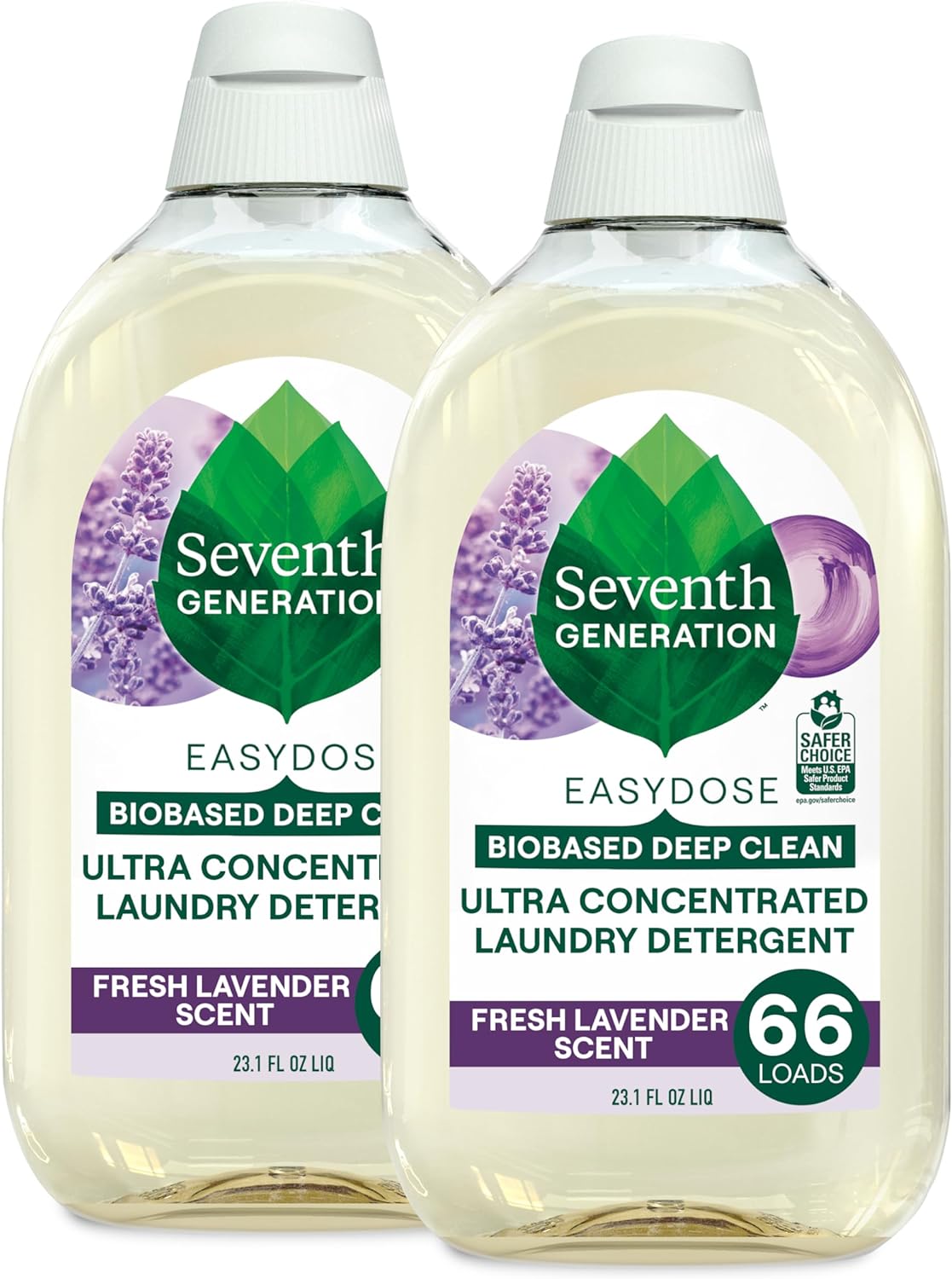 Seventh Generation EasyDose Laundry Detergent Fresh Lavender Scent 2 Pack Ultra Concentrated Washing Detergent 23 oz