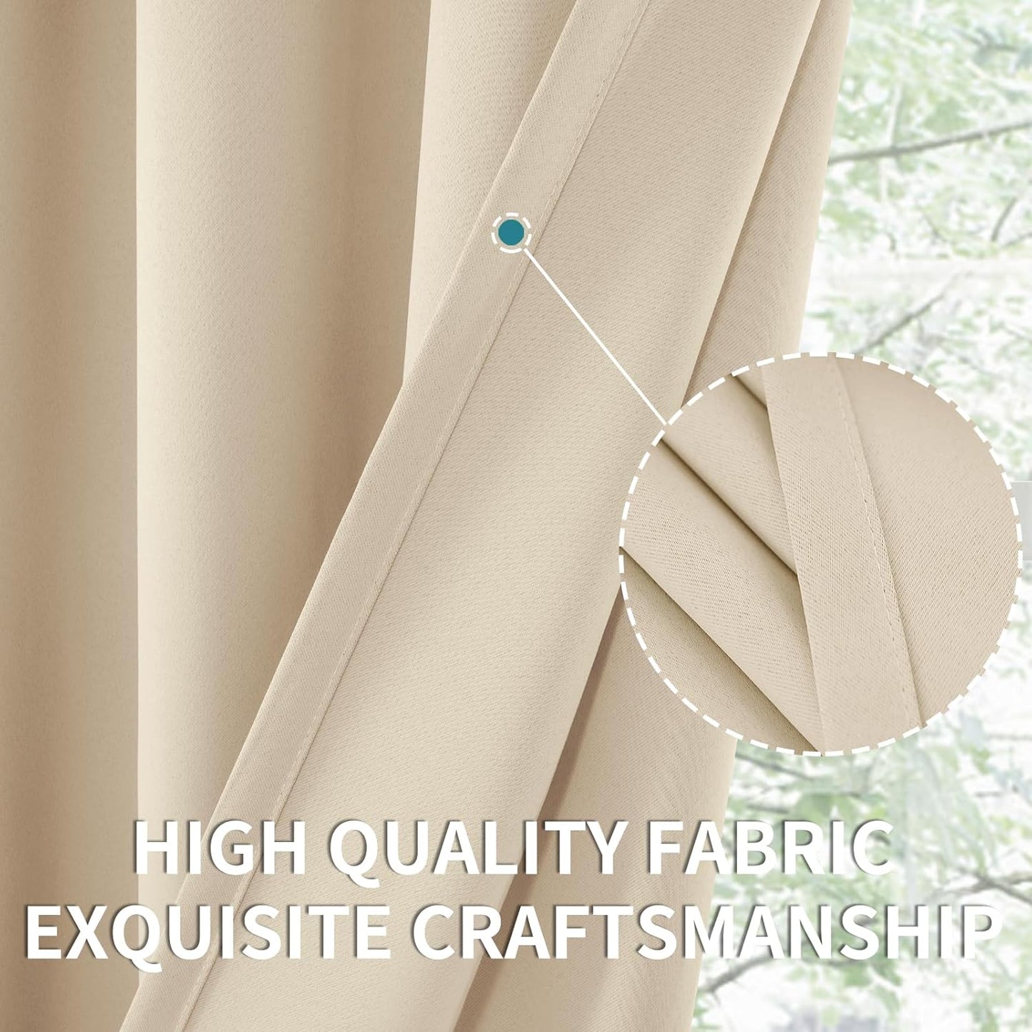 BGment Short Blackout Curtains 40 Inches Length - Rod Pocket Room Darkening Window Drapes for Bedroom Kitchen Bathroom Basement Cafe, Champagne, 2 Panels, 42 x 40 Inch