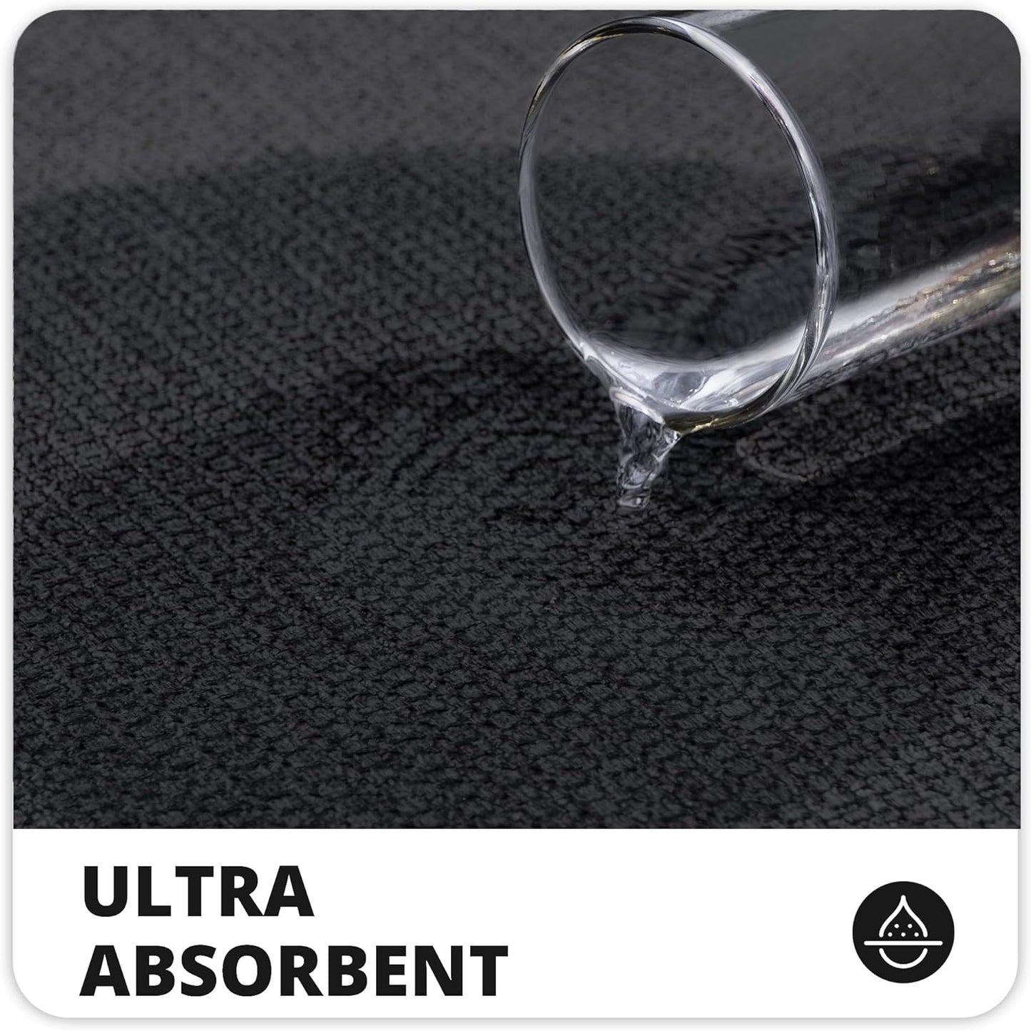 Toilet Rugs U Shaped Bathroom Rug,Machine Washable Non Slip Quick Dry Super Absorbent Ultra Thin Toilet Mats for Bathroom Toilet.Black,1'8"x2'(20x24inch)