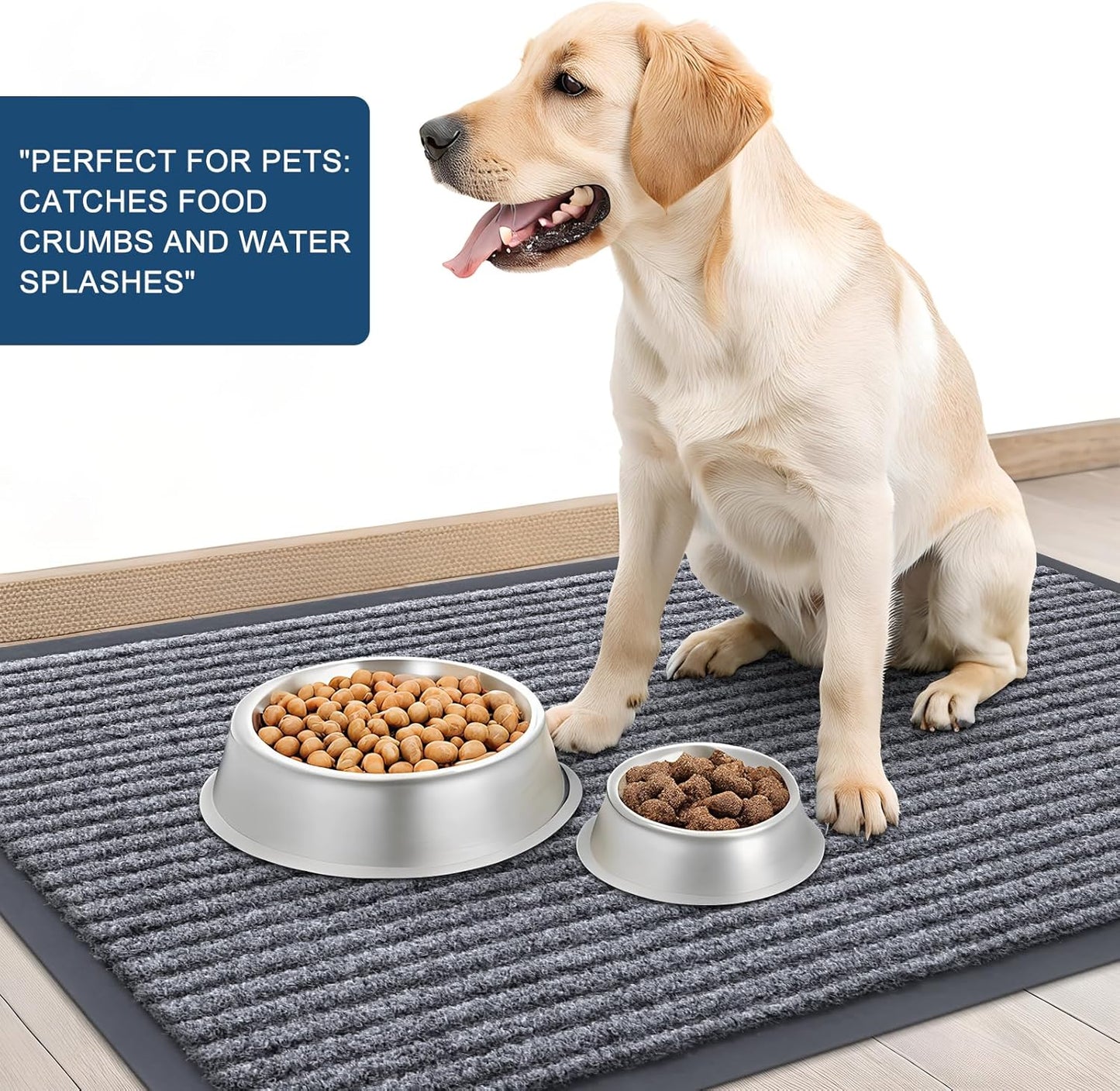 OLANLY Front Door Mat Indoor Outdoor Entrance, Waterproof Heavy Duty Doormat, Fade Resistant, Low Profile, Easy Clean Patio Porch Welcome Floor Mats for Entry, 36x24, Light Gray