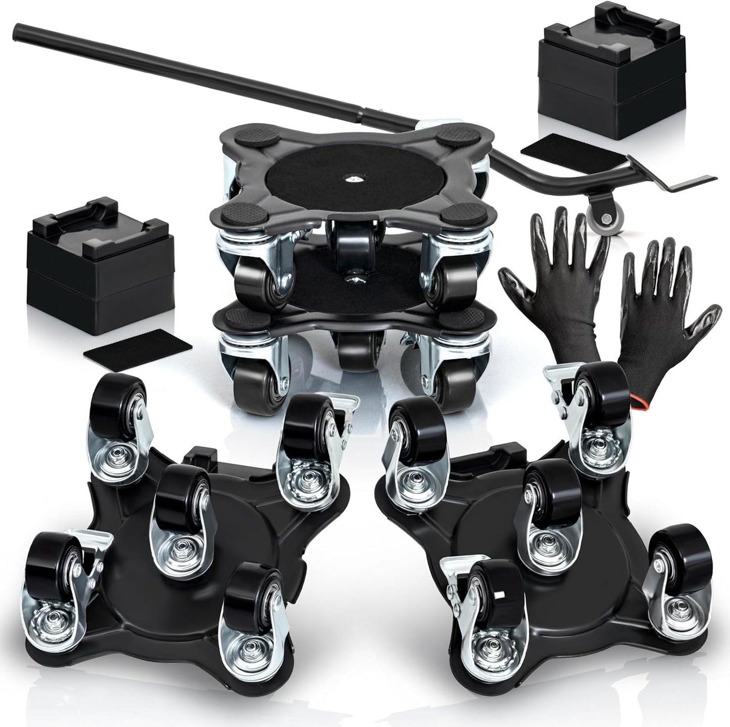 Furniture Movers with Wheels - Set of 4 Heavy Duty Furniture Lifter Tool with 2000 lbs Load Capacity, Easy Sliders Dolly for Moving Appliances, Sofa, Cabinet, and Piano etc (6.3×6.3IN)